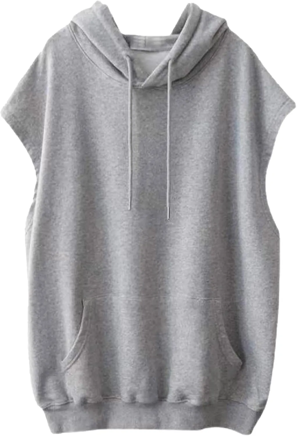 Women Oversized Drawstring Hooded Sweatshirt Sleeveless Solid Color Pullover Top Workout Athletic Hoodies with Pocket