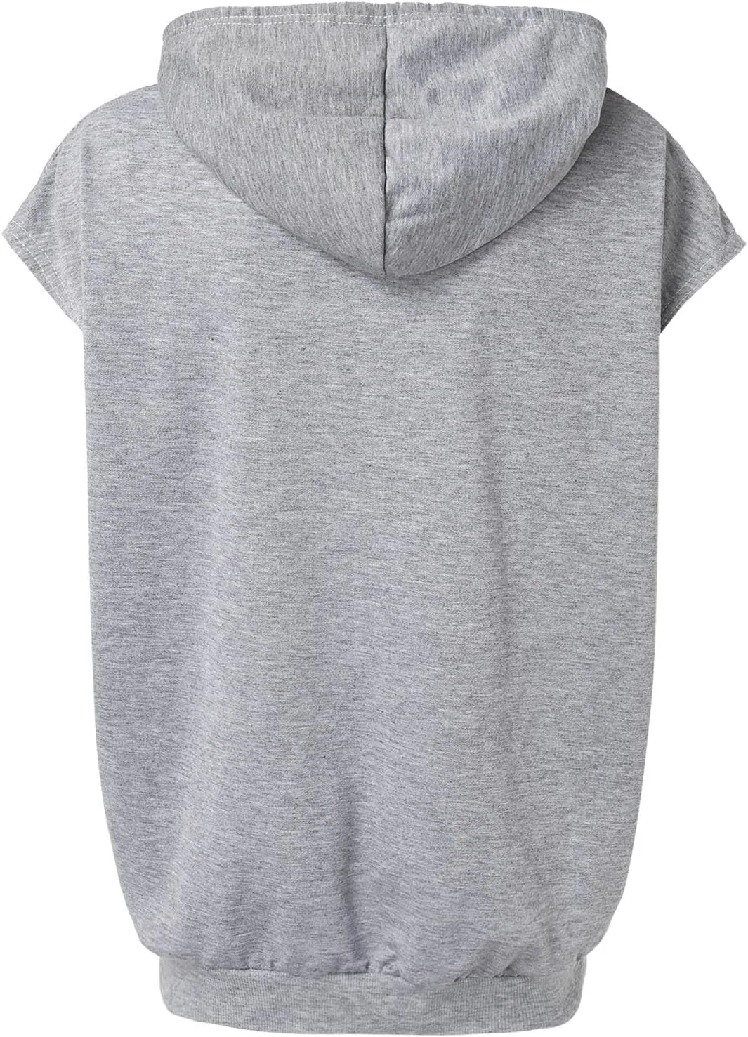 Women Oversized Drawstring Hooded Sweatshirt Sleeveless Solid Color Pullover Top Workout Athletic Hoodies with Pocket