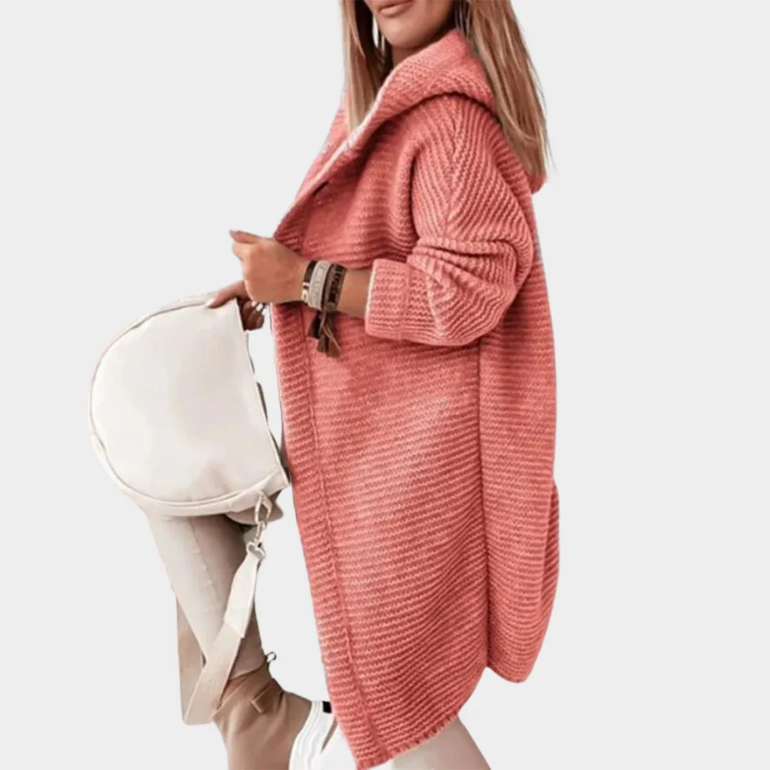 Women's Hooded Knit Cardigan Jacket  Button Front  Long Sleeve Loose Fit  Casual Outerwear  Multiple Colours