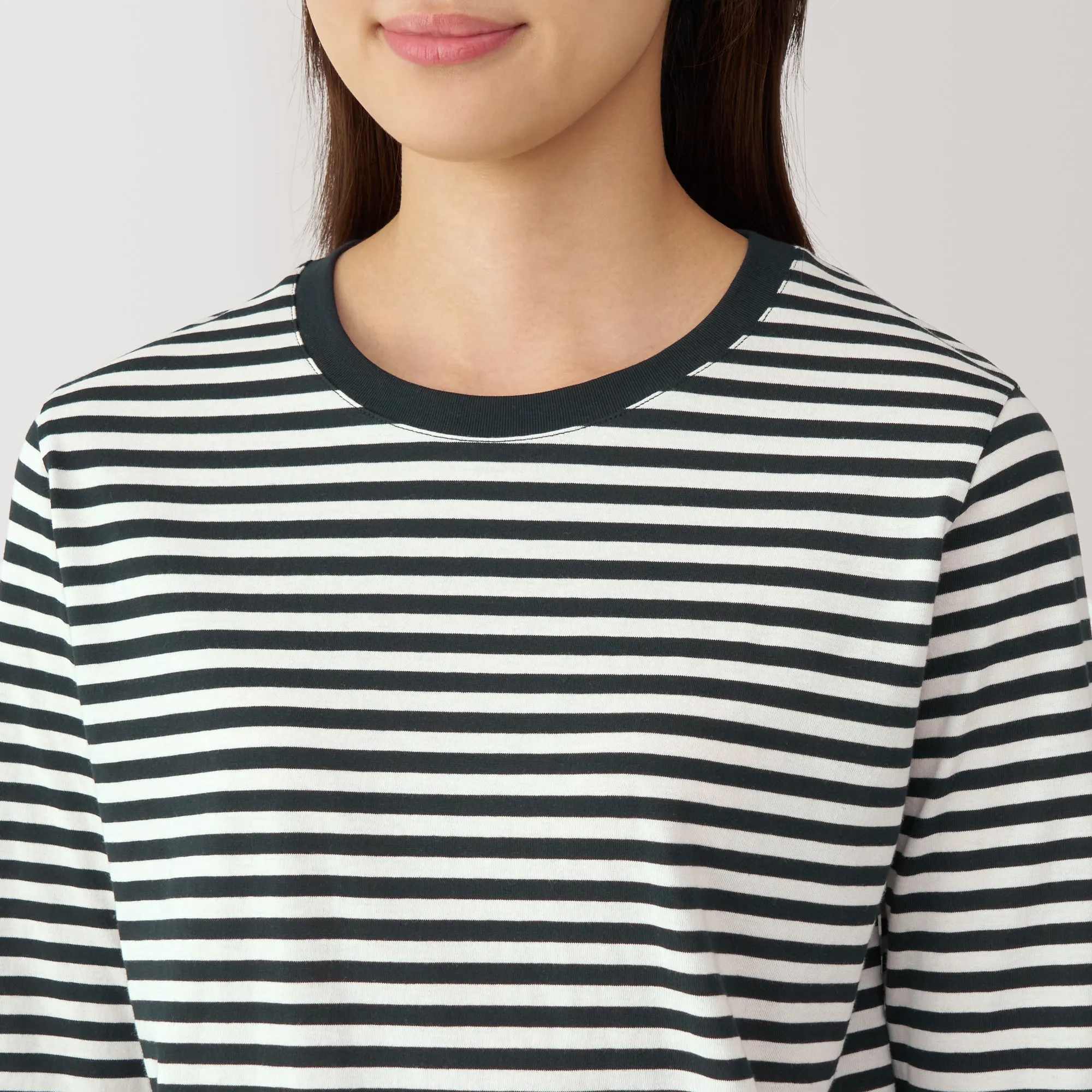 Women's Jersey Crew Neck Long Sleeve Striped T-Shirt