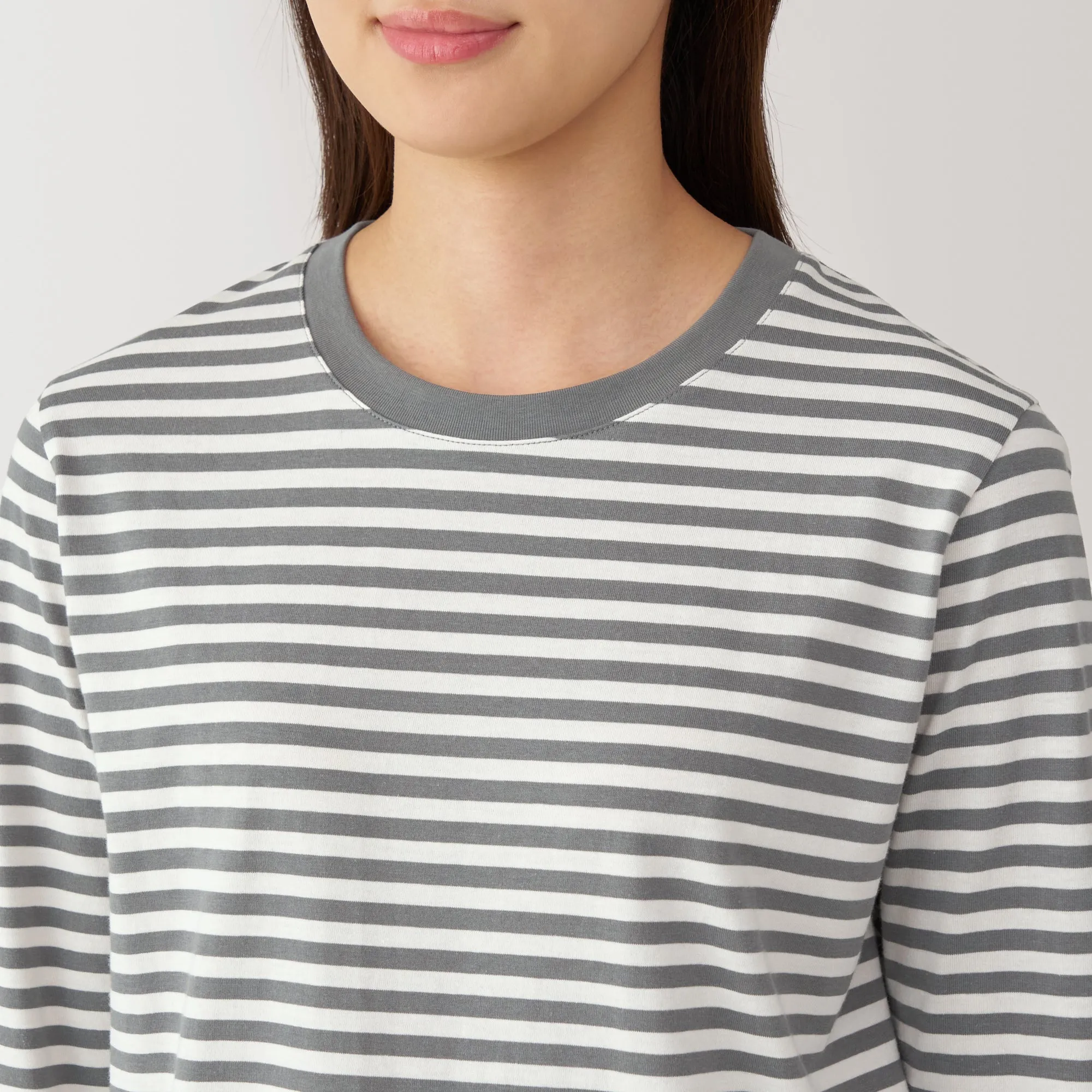 Women's Jersey Crew Neck Long Sleeve Striped T-Shirt