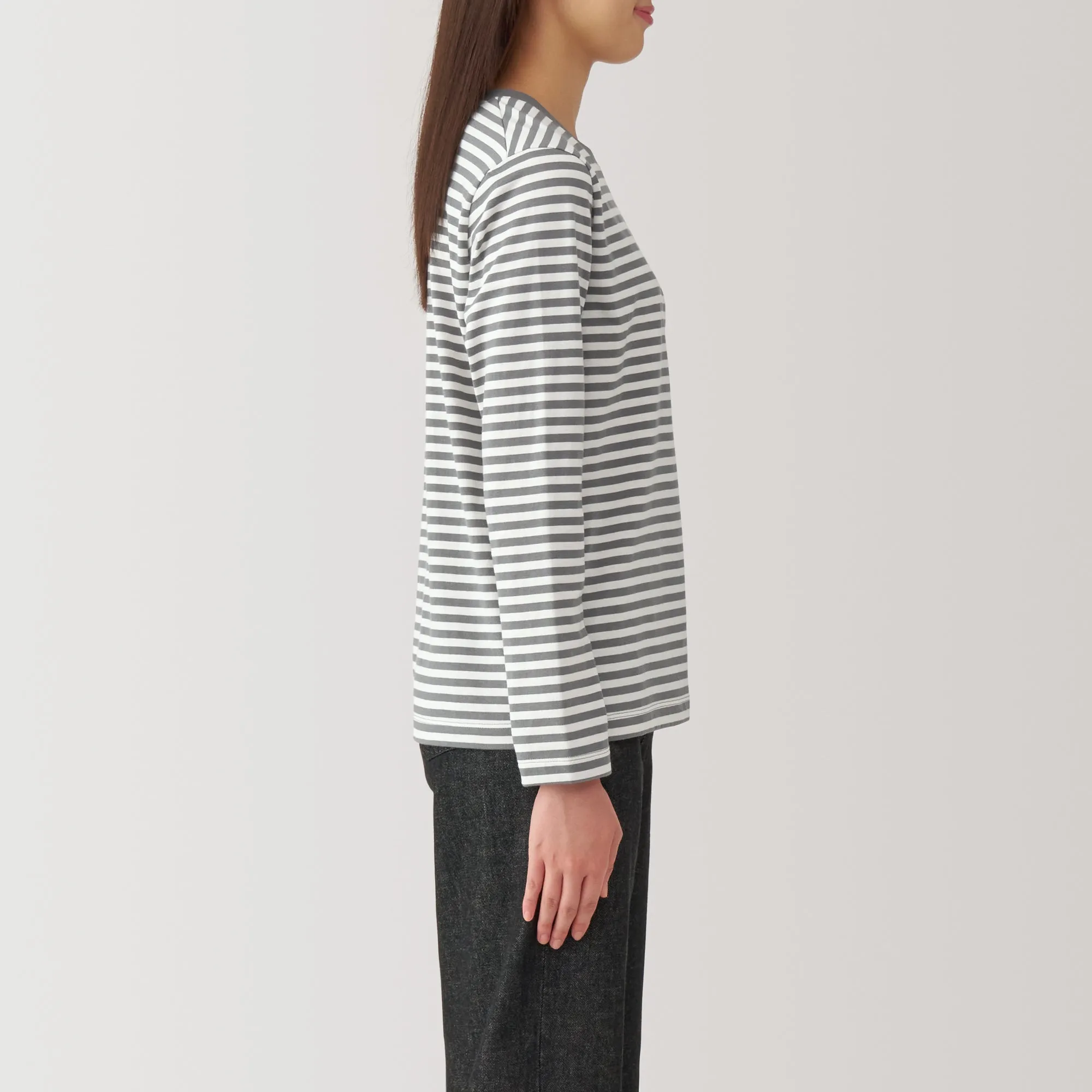 Women's Jersey Crew Neck Long Sleeve Striped T-Shirt