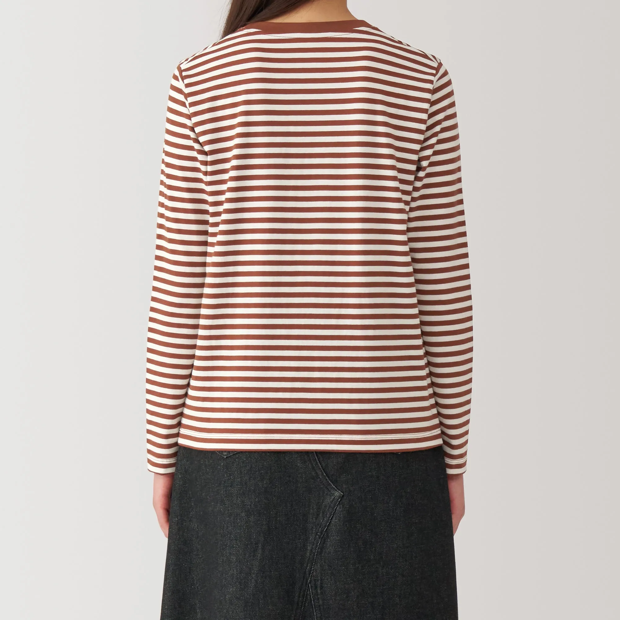 Women's Jersey Crew Neck Long Sleeve Striped T-Shirt