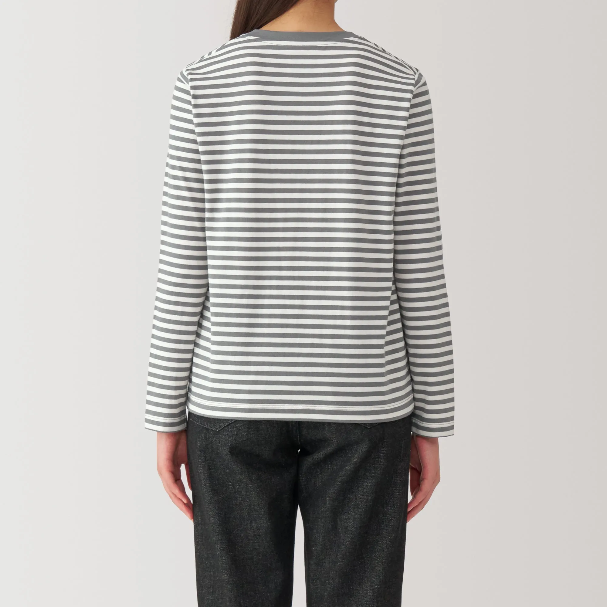 Women's Jersey Crew Neck Long Sleeve Striped T-Shirt