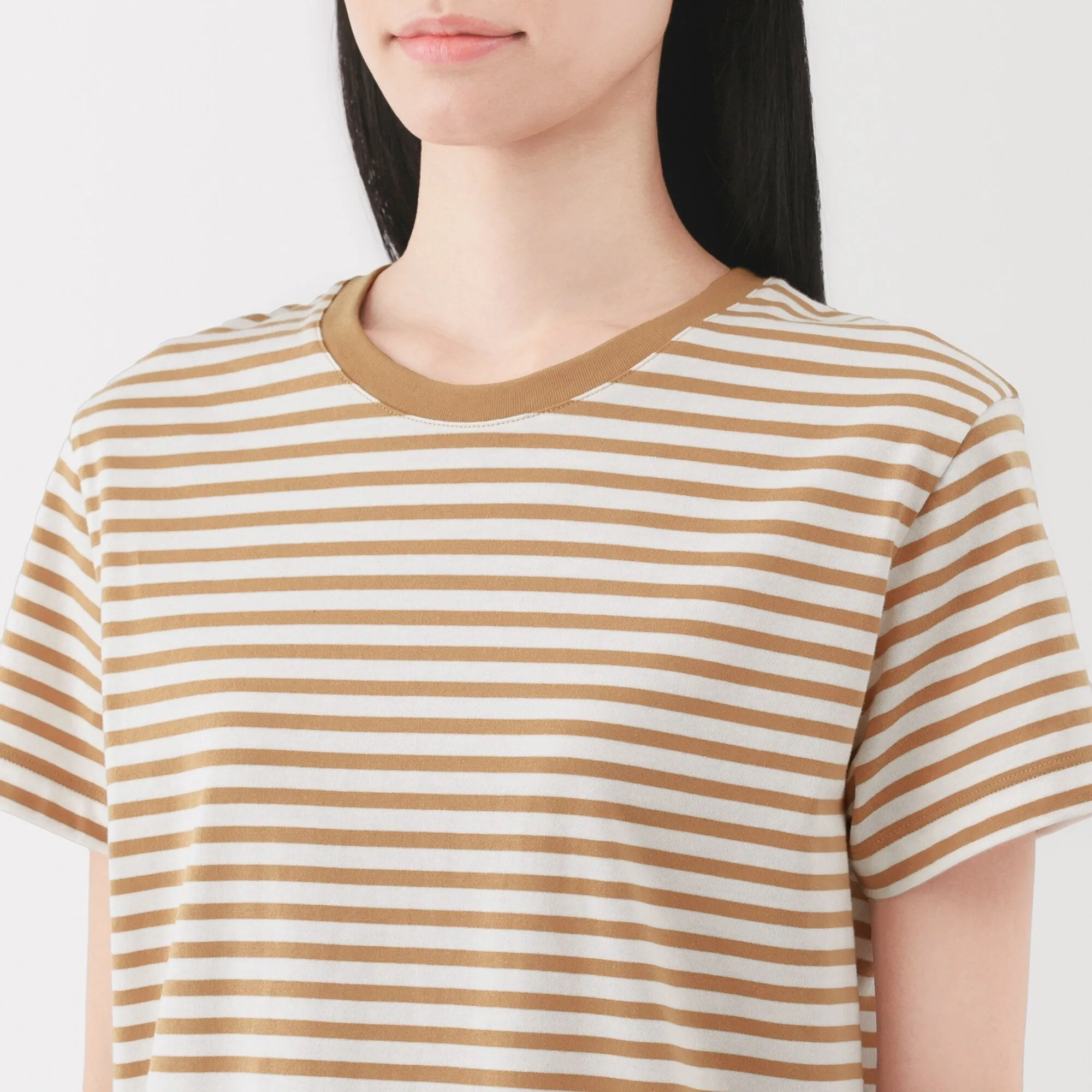 Women's Jersey Crew Neck Short Sleeve Striped T-Shirt