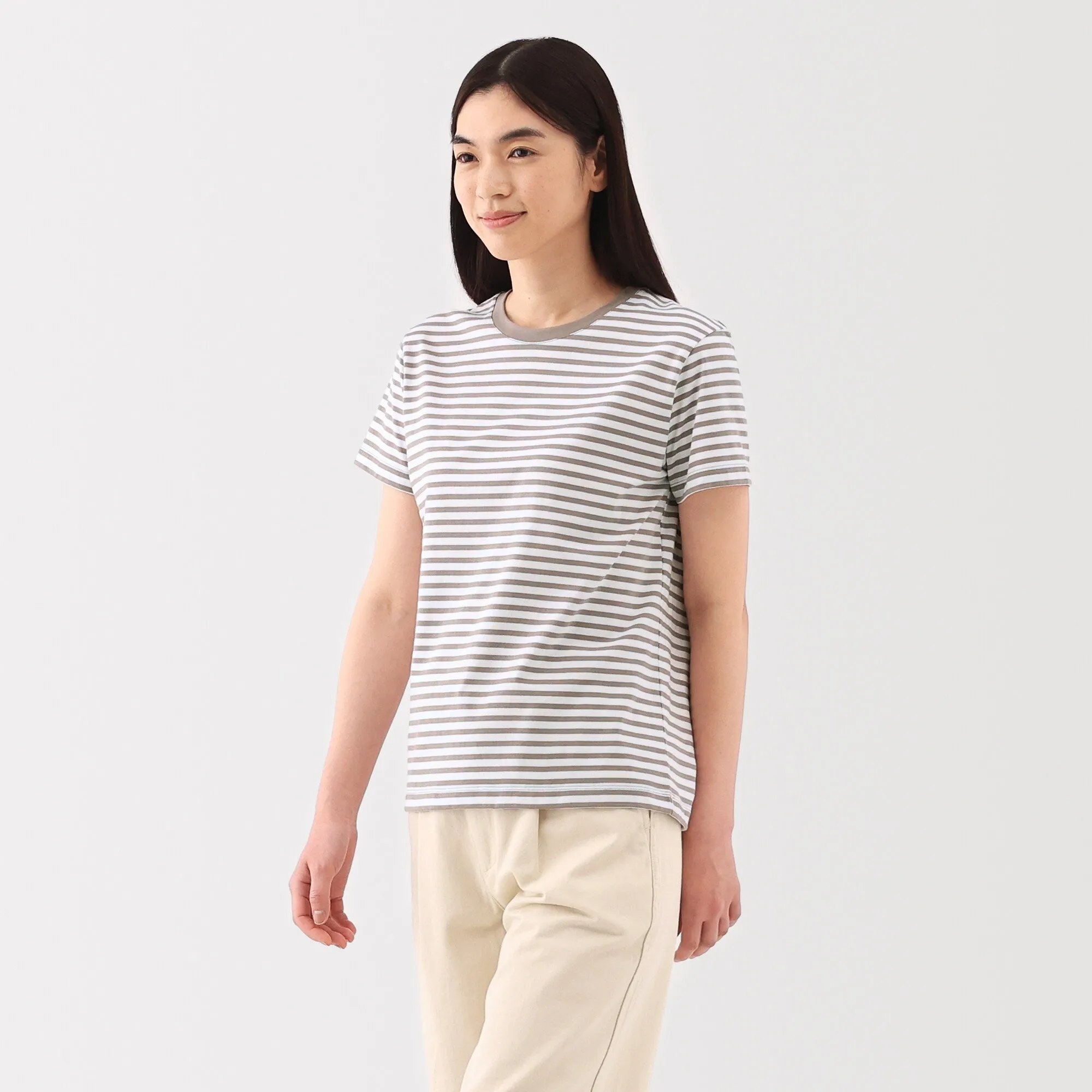 Women's Jersey Crew Neck Short Sleeve Striped T-Shirt