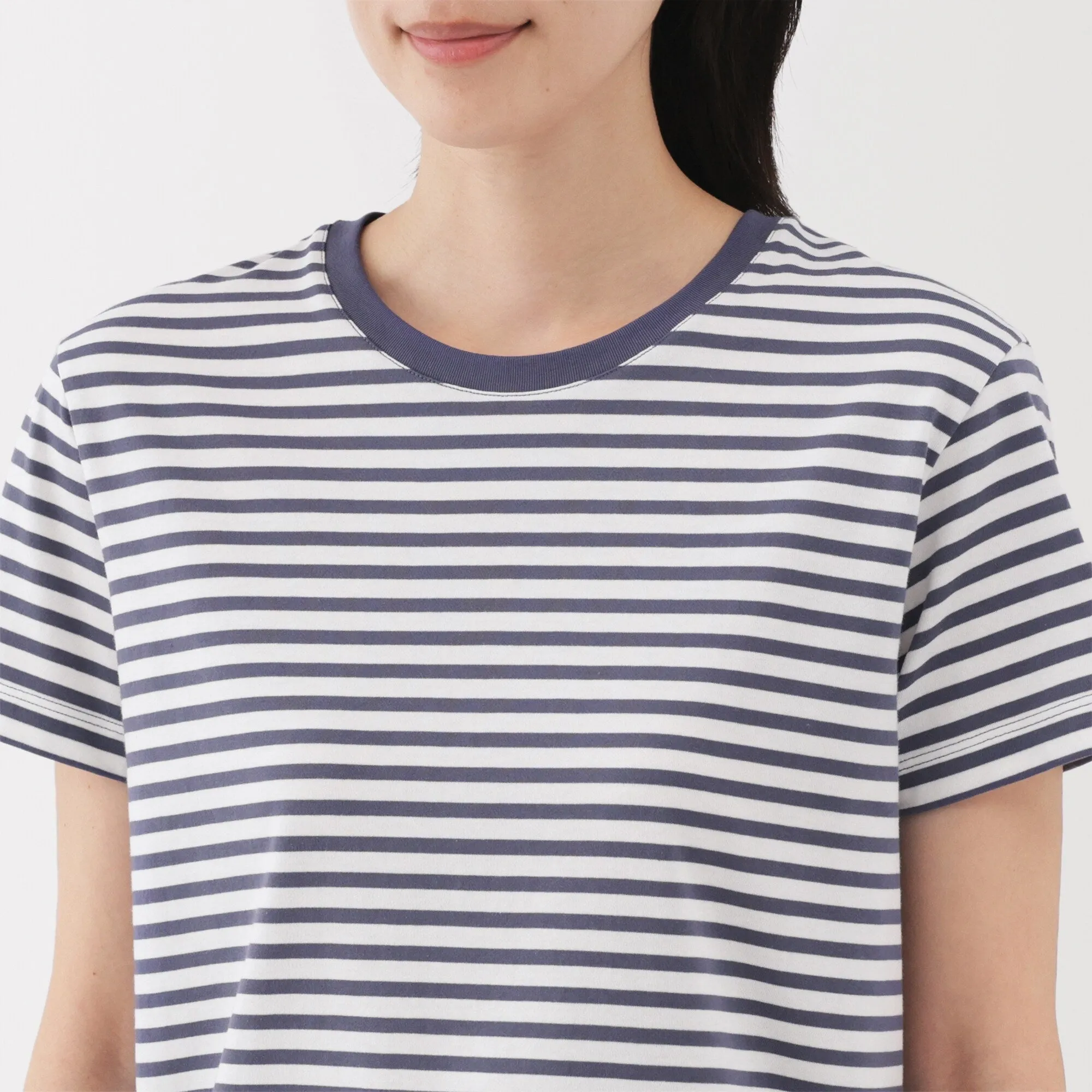 Women's Jersey Crew Neck Short Sleeve Striped T-Shirt