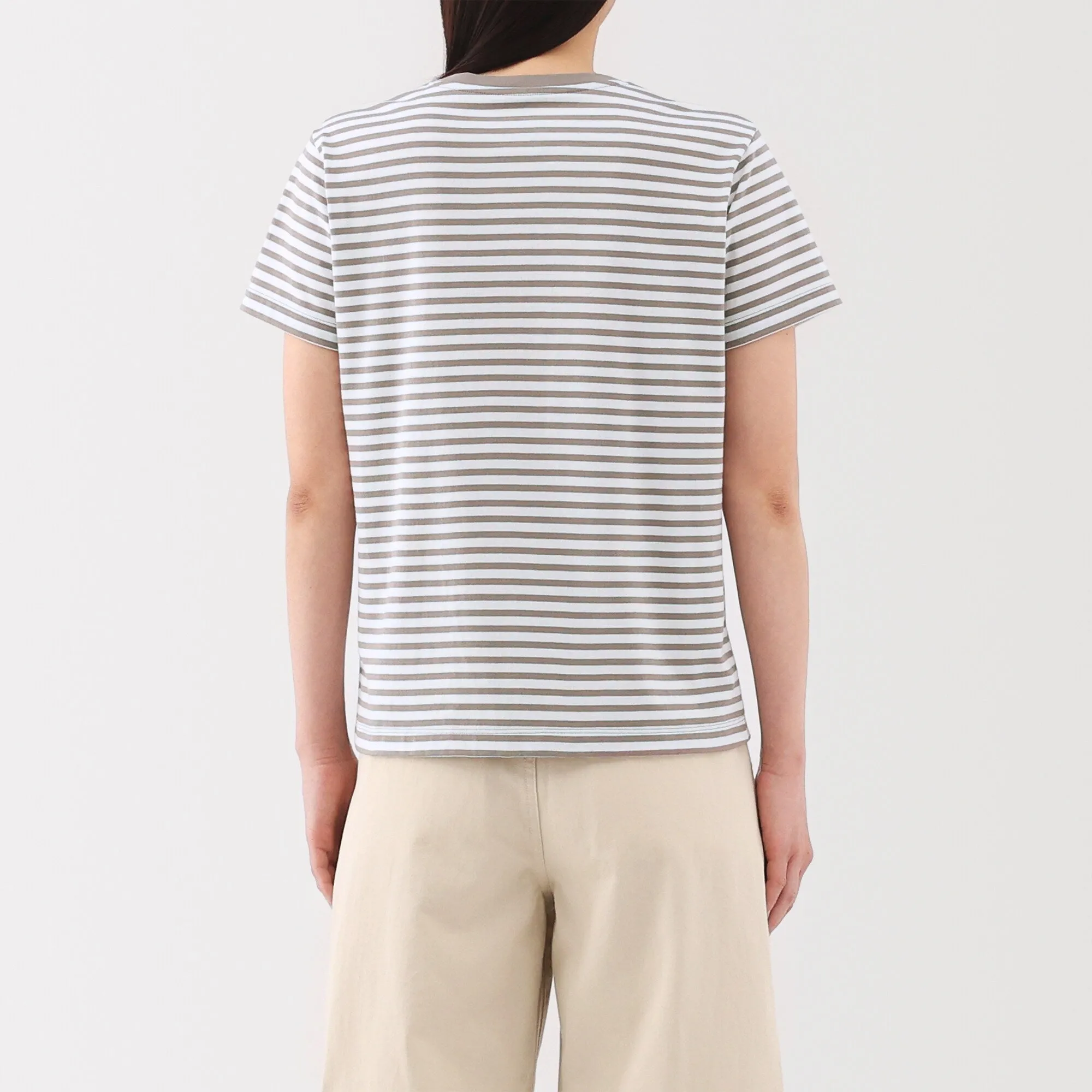 Women's Jersey Crew Neck Short Sleeve Striped T-Shirt