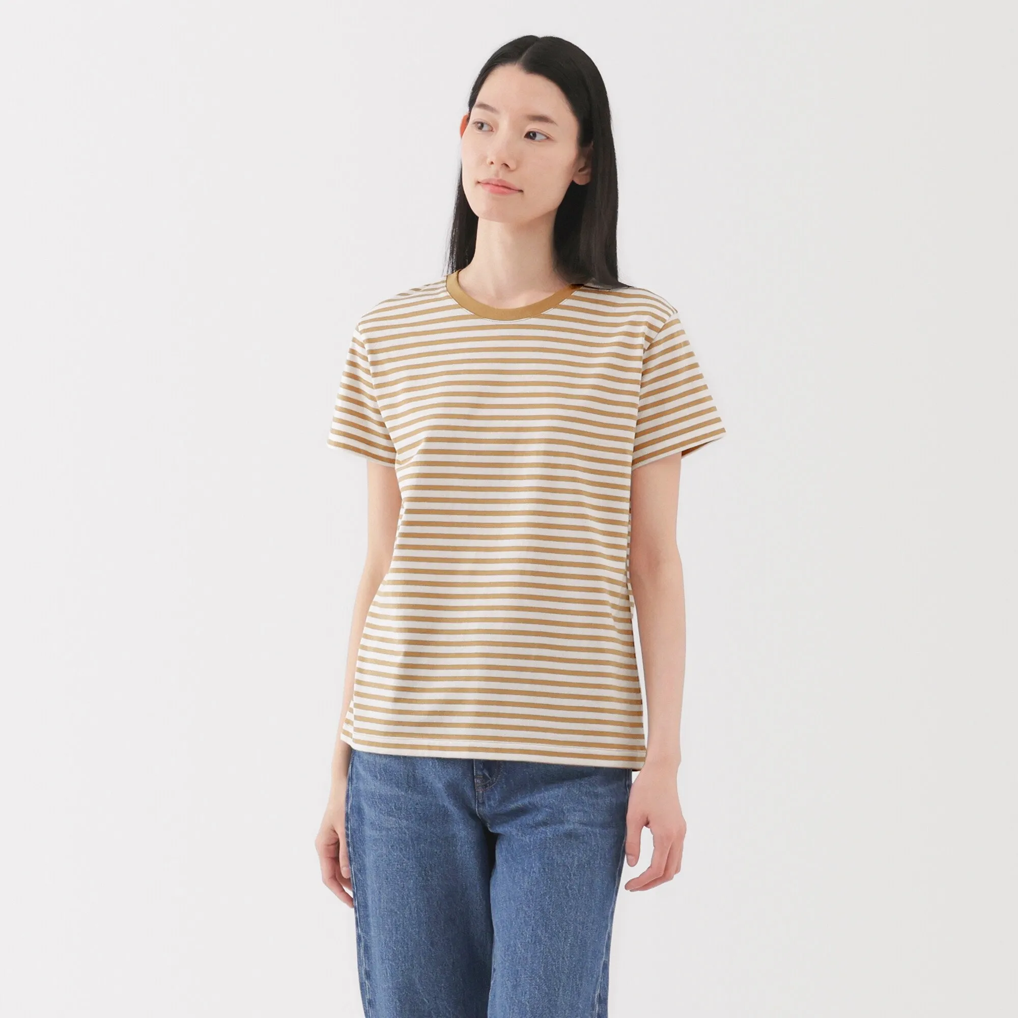 Women's Jersey Crew Neck Short Sleeve Striped T-Shirt