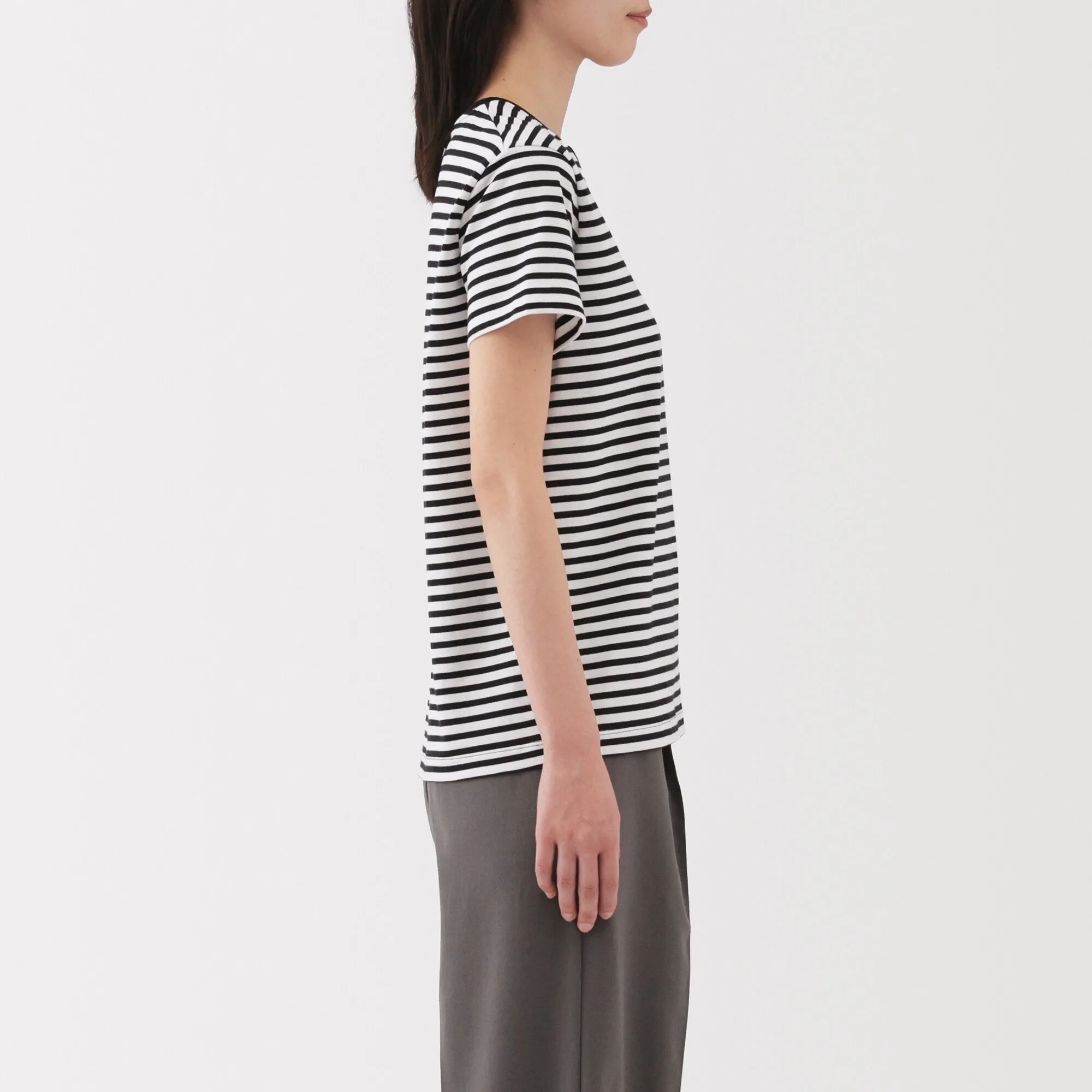 Women's Jersey Crew Neck Short Sleeve Striped T-Shirt