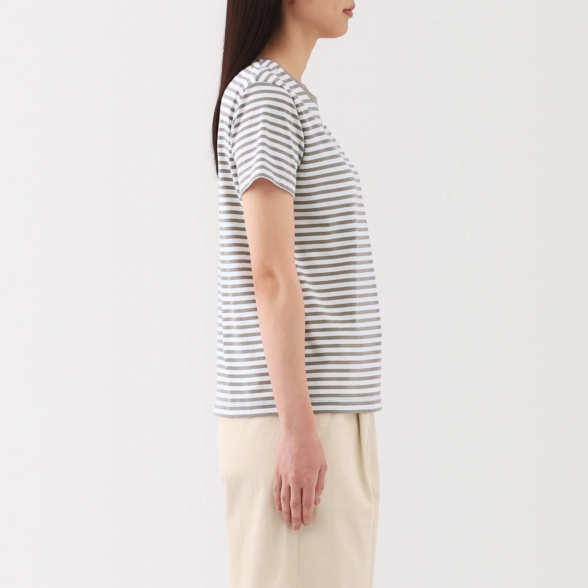Women's Jersey Crew Neck Short Sleeve Striped T-Shirt