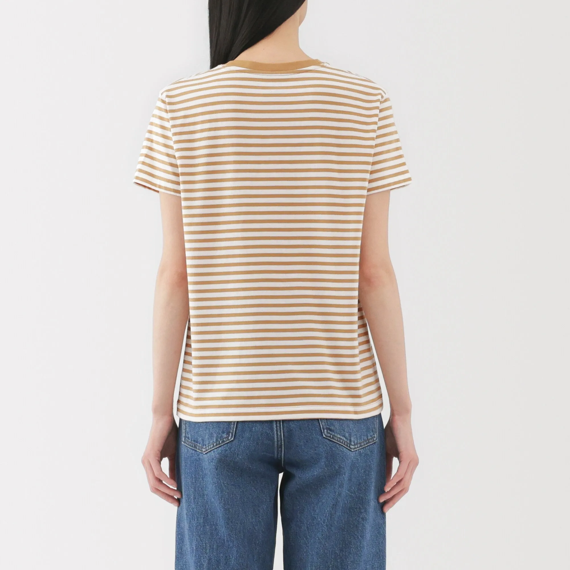 Women's Jersey Crew Neck Short Sleeve Striped T-Shirt