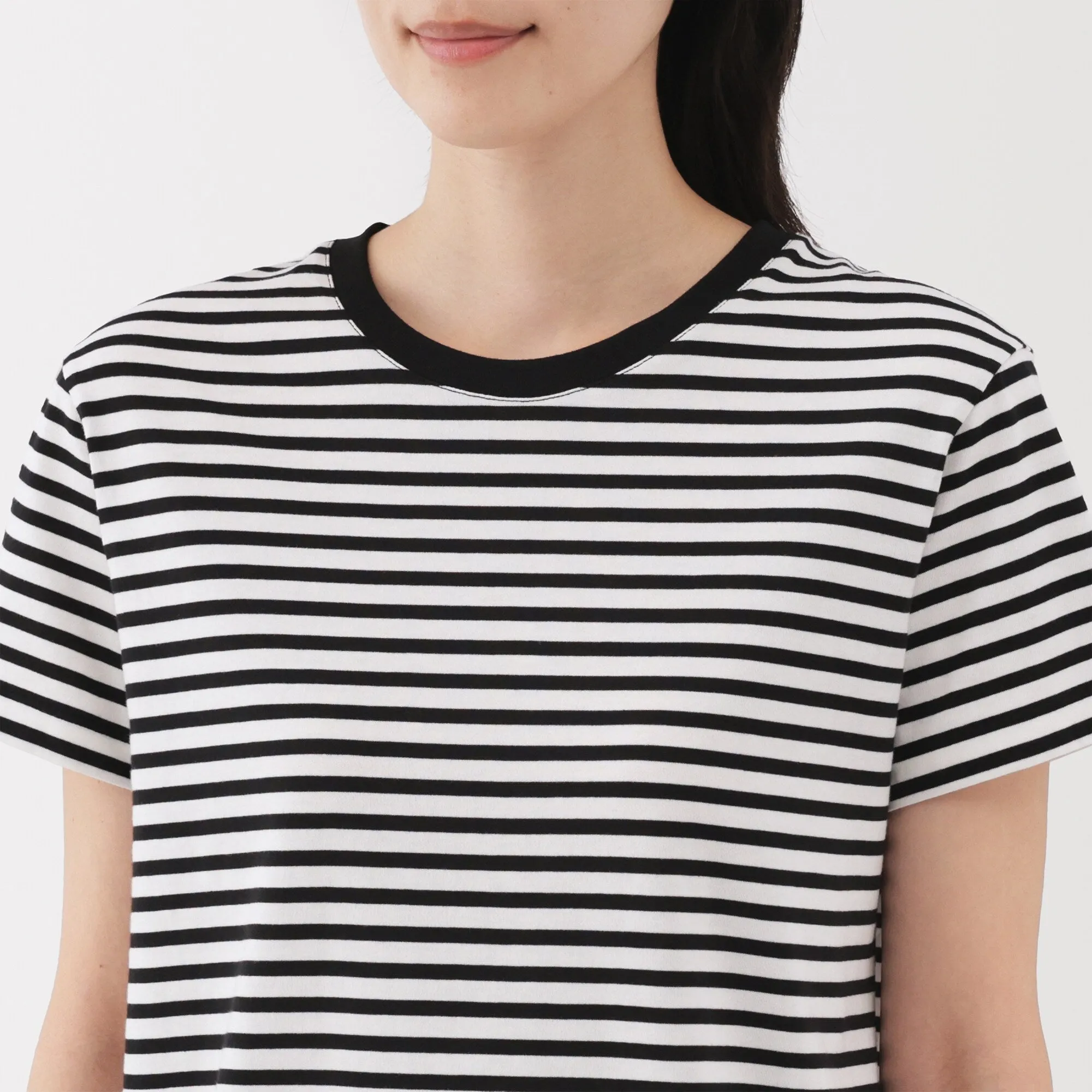 Women's Jersey Crew Neck Short Sleeve Striped T-Shirt