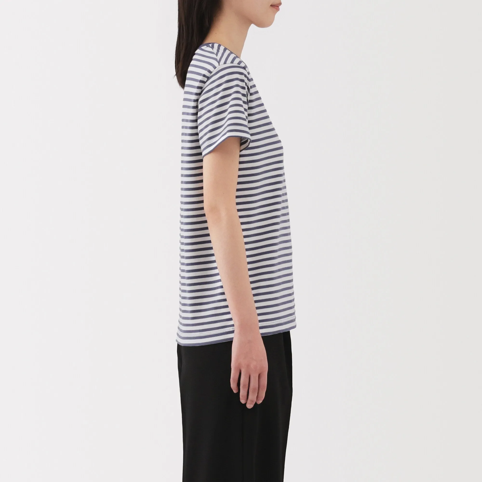 Women's Jersey Crew Neck Short Sleeve Striped T-Shirt