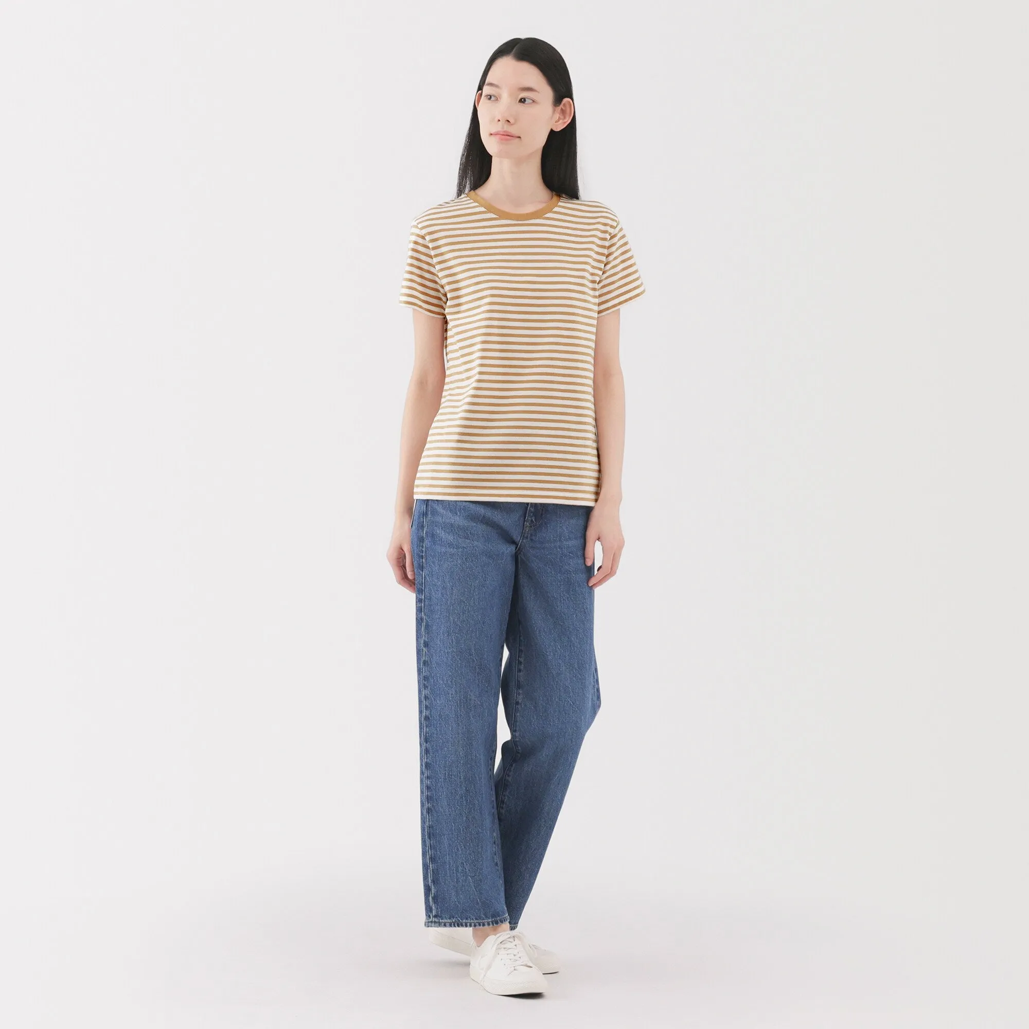 Women's Jersey Crew Neck Short Sleeve Striped T-Shirt