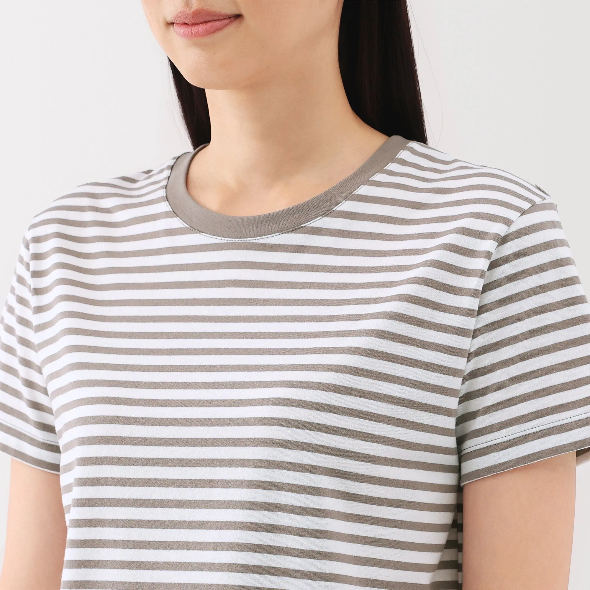 Women's Jersey Crew Neck Short Sleeve Striped T-Shirt
