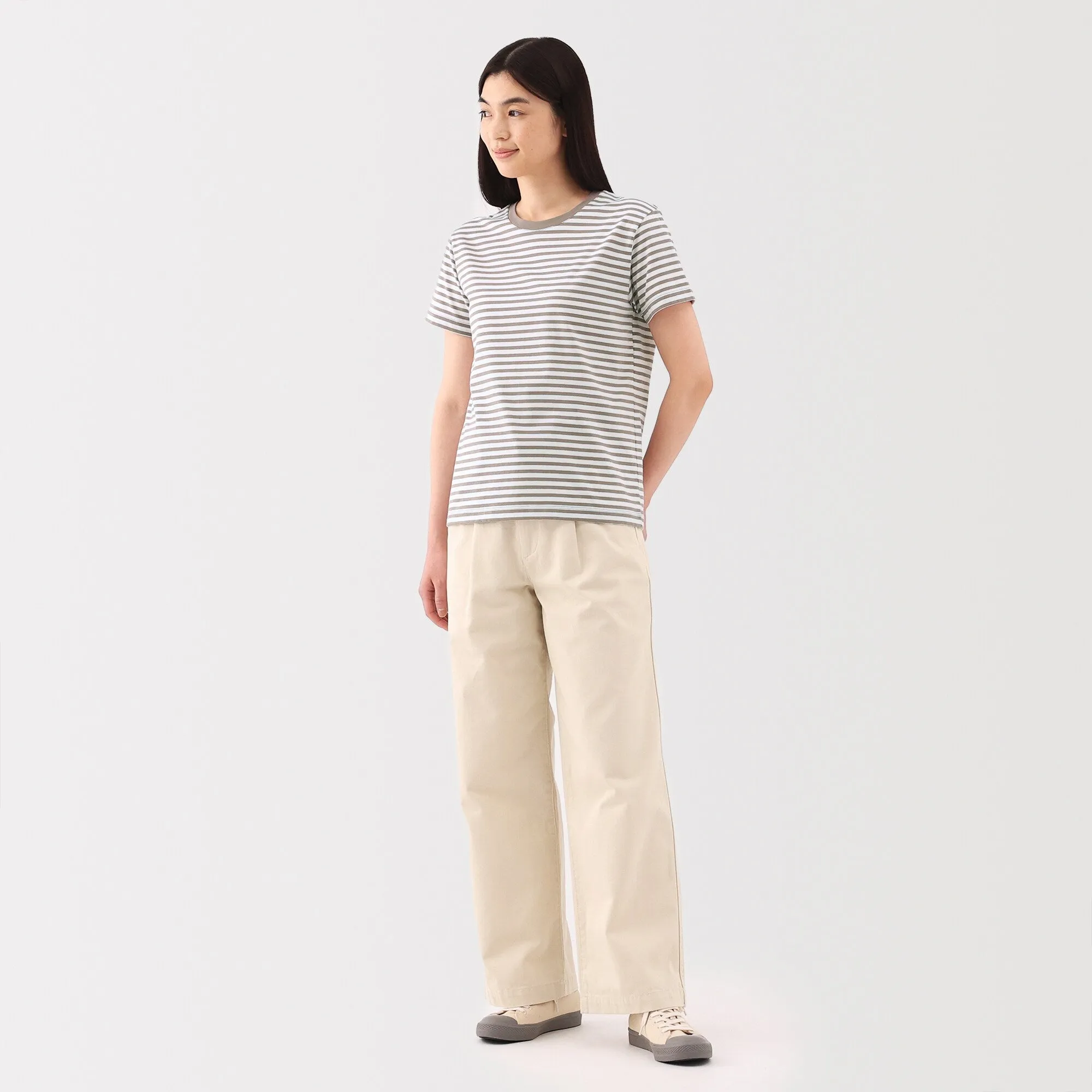 Women's Jersey Crew Neck Short Sleeve Striped T-Shirt