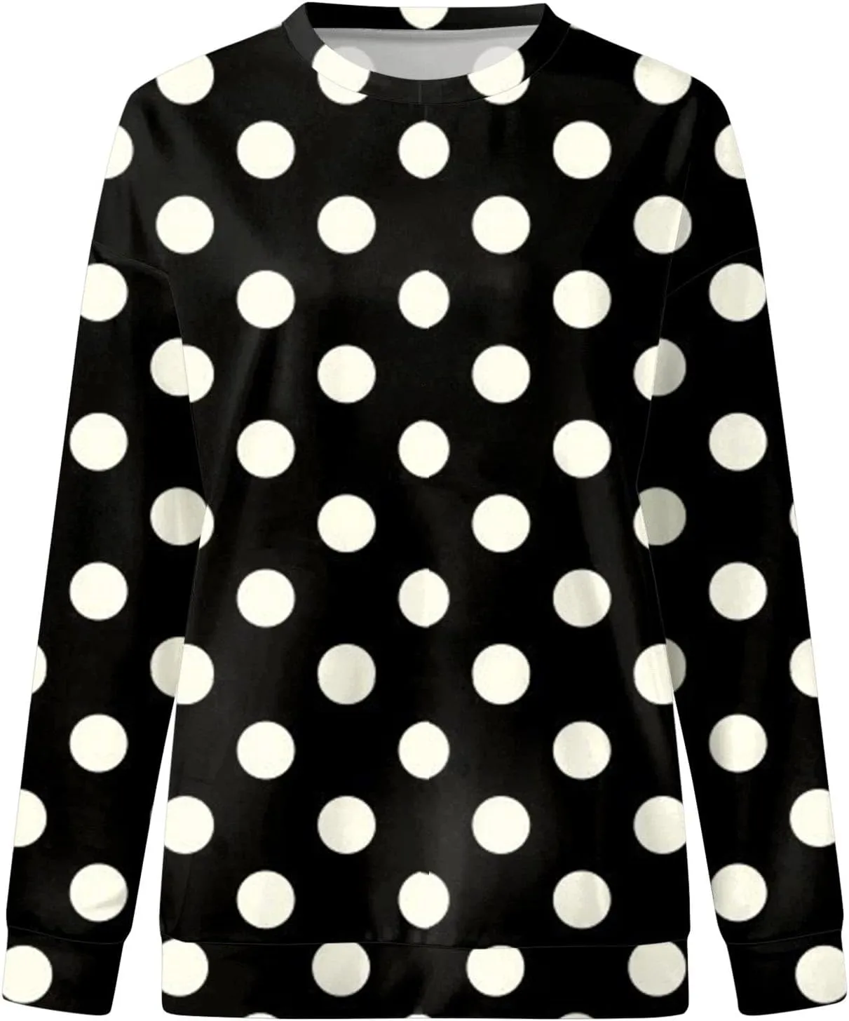 Womens Polka Dot Sweatshirt Crewneck Pullover Oversized Sweatshirts Stylish Casual Sweat Shirt Loose Fit Fall