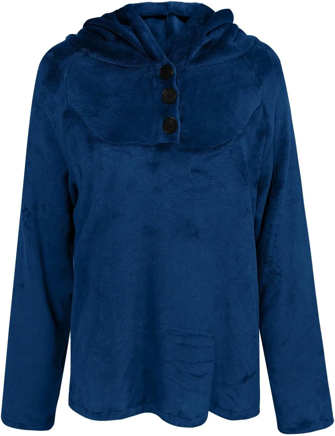 Womens Sherpa Fuzzy Pullover Hoodies Comfy Oversized Sweatshirts With Pockets Button Down Fuzzy Warm Sweaters Tops