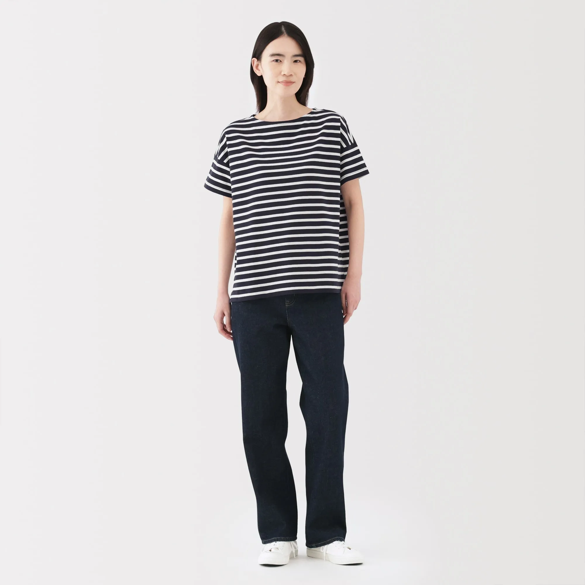 Women's Striped Boat Neck Short Sleeve T-Shirt
