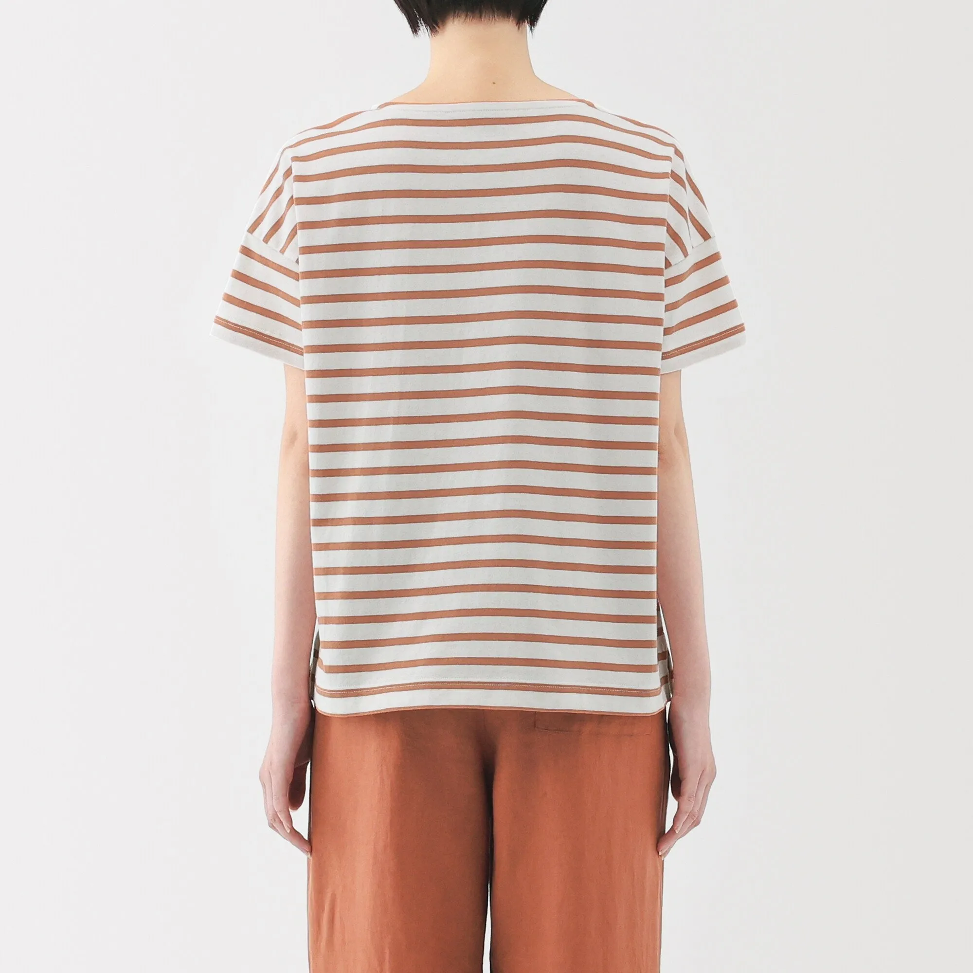Women's Striped Boat Neck Short Sleeve T-Shirt