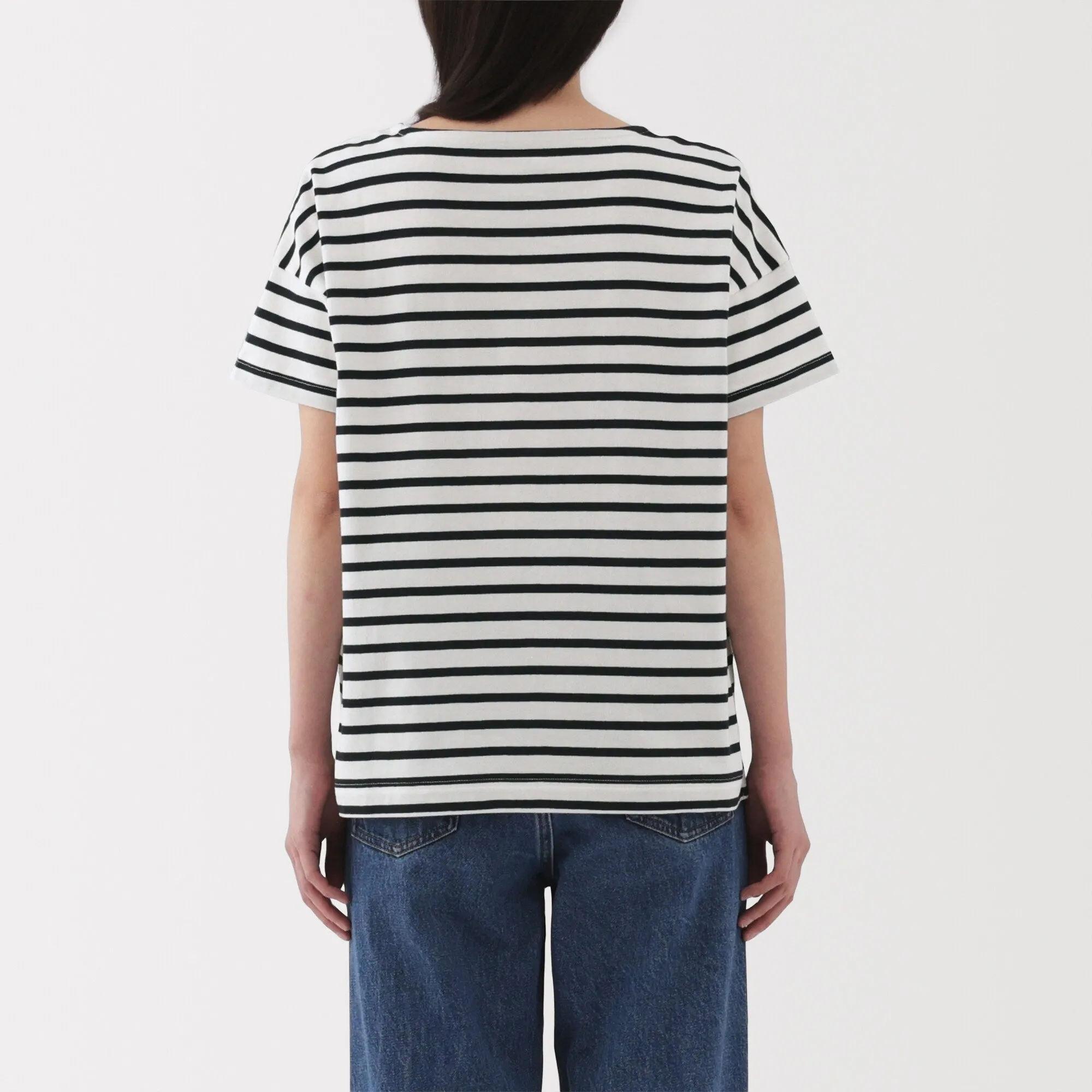 Women's Striped Boat Neck Short Sleeve T-Shirt