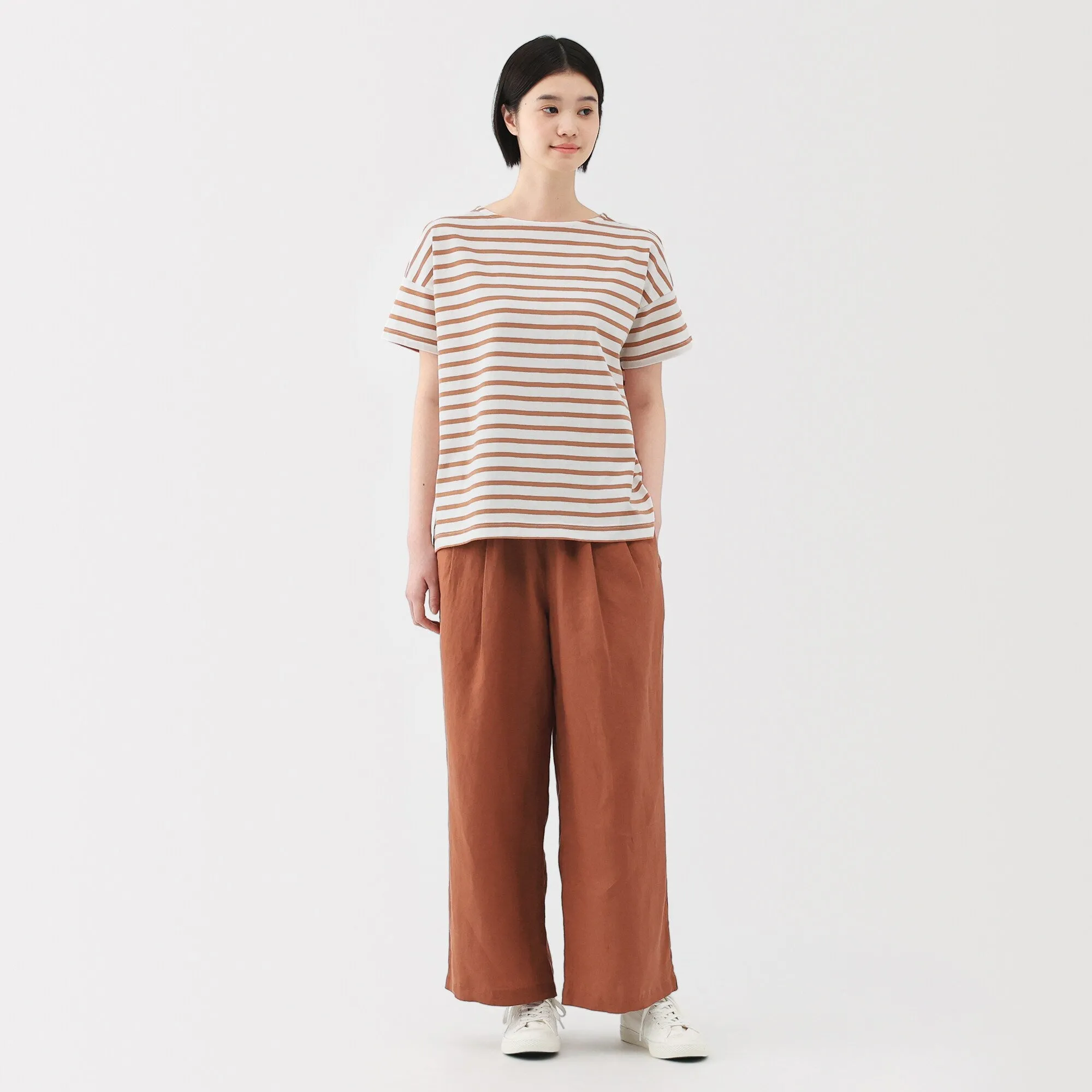 Women's Striped Boat Neck Short Sleeve T-Shirt