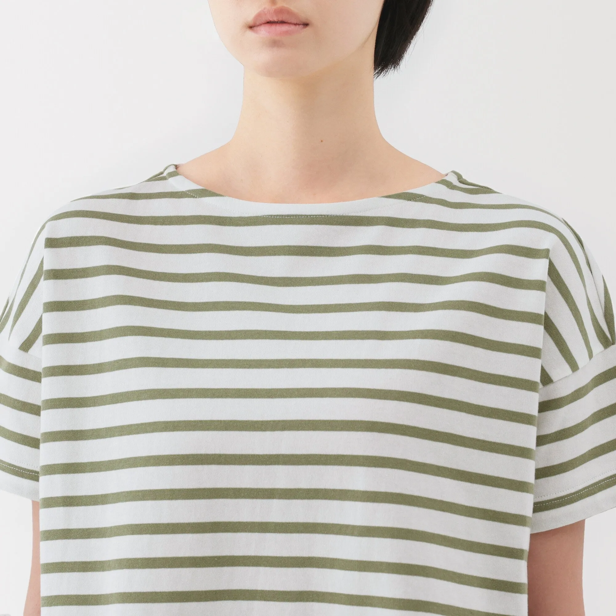 Women's Striped Boat Neck Short Sleeve T-Shirt
