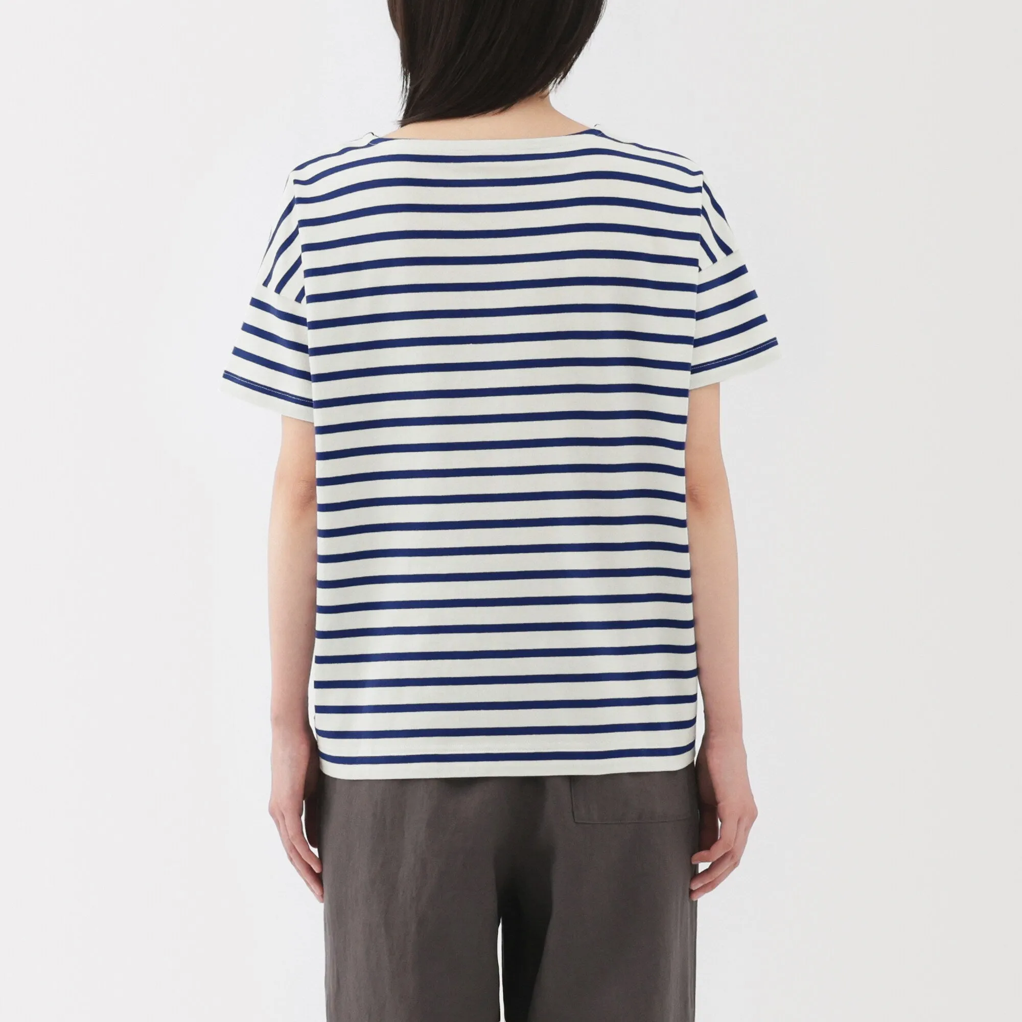 Women's Striped Boat Neck Short Sleeve T-Shirt