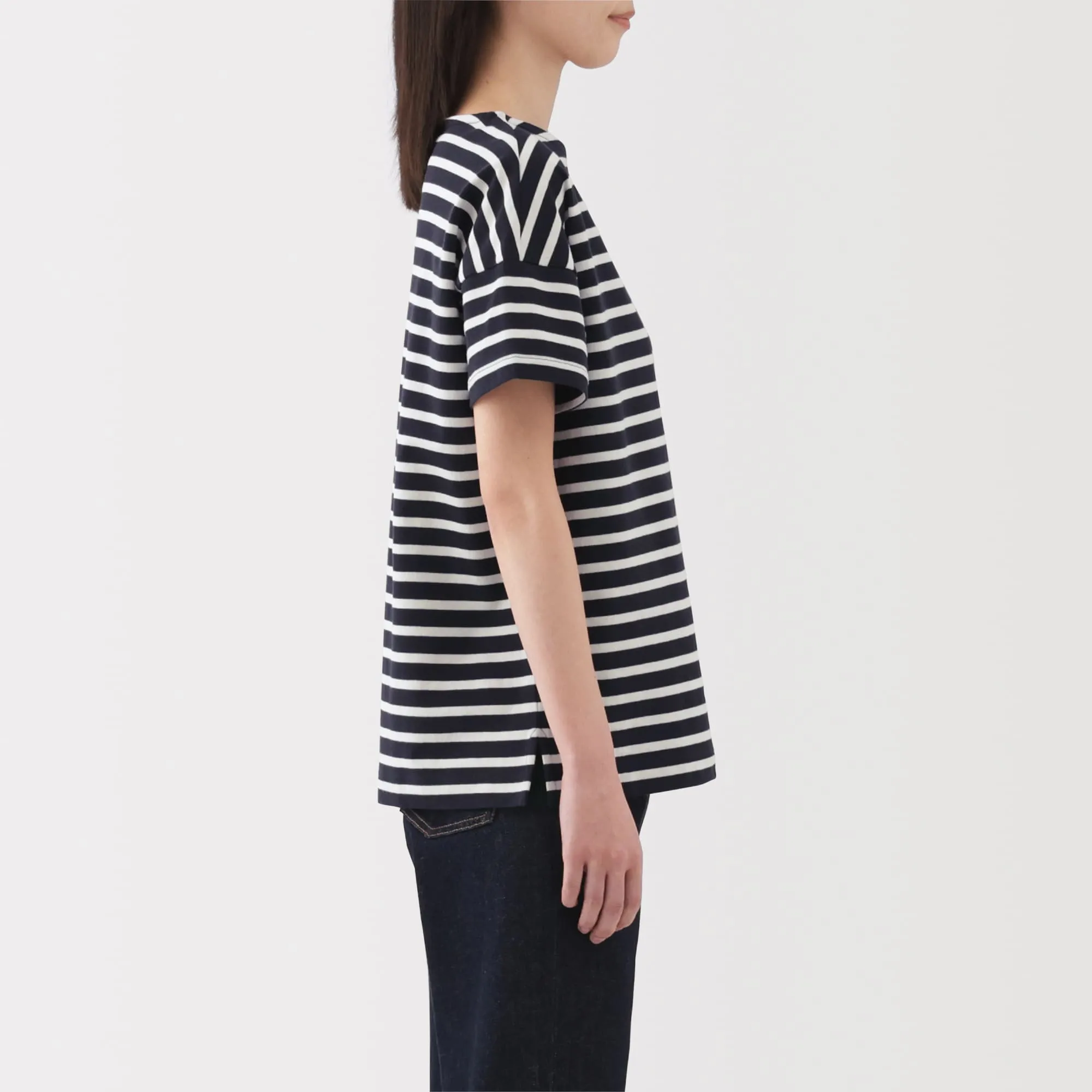 Women's Striped Boat Neck Short Sleeve T-Shirt