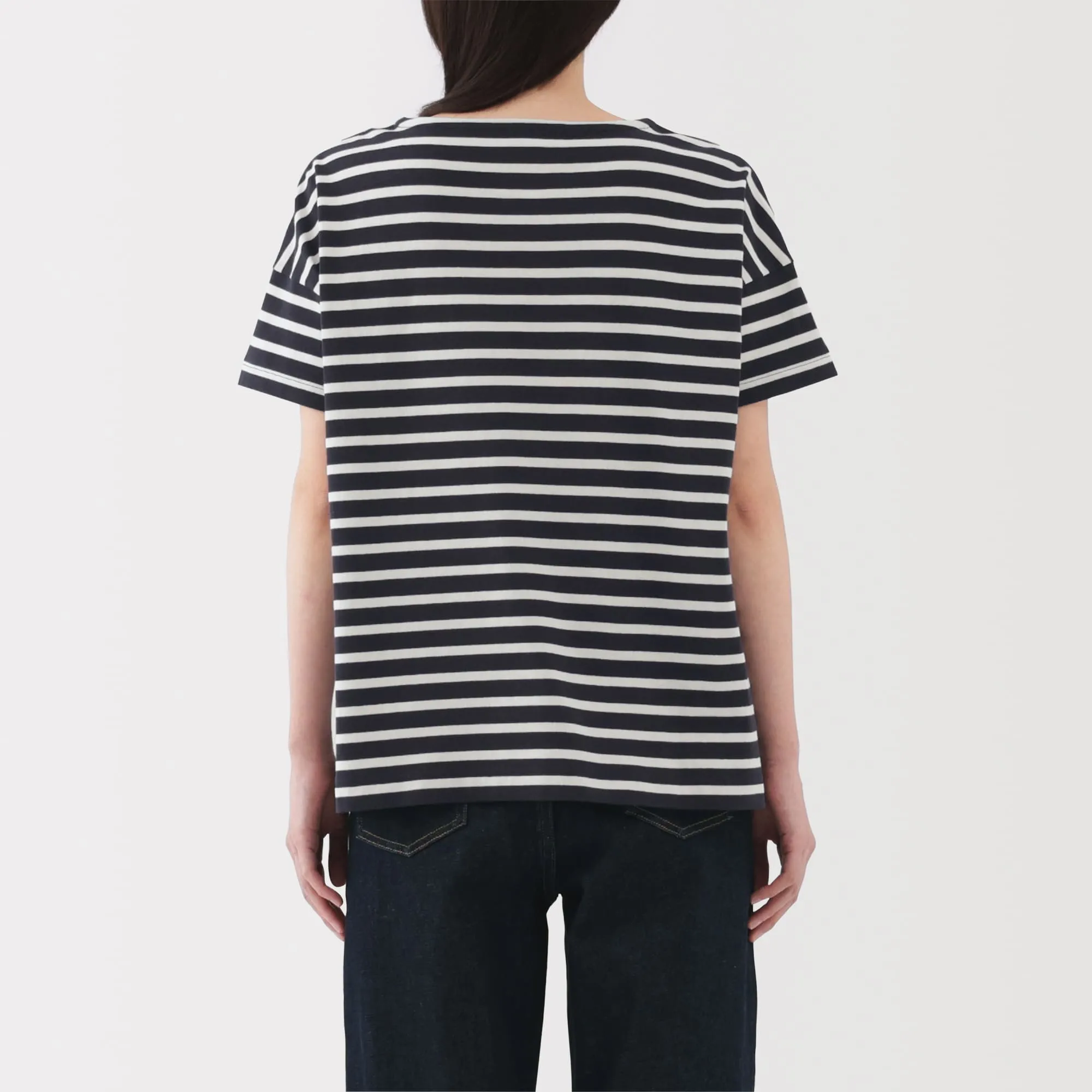 Women's Striped Boat Neck Short Sleeve T-Shirt