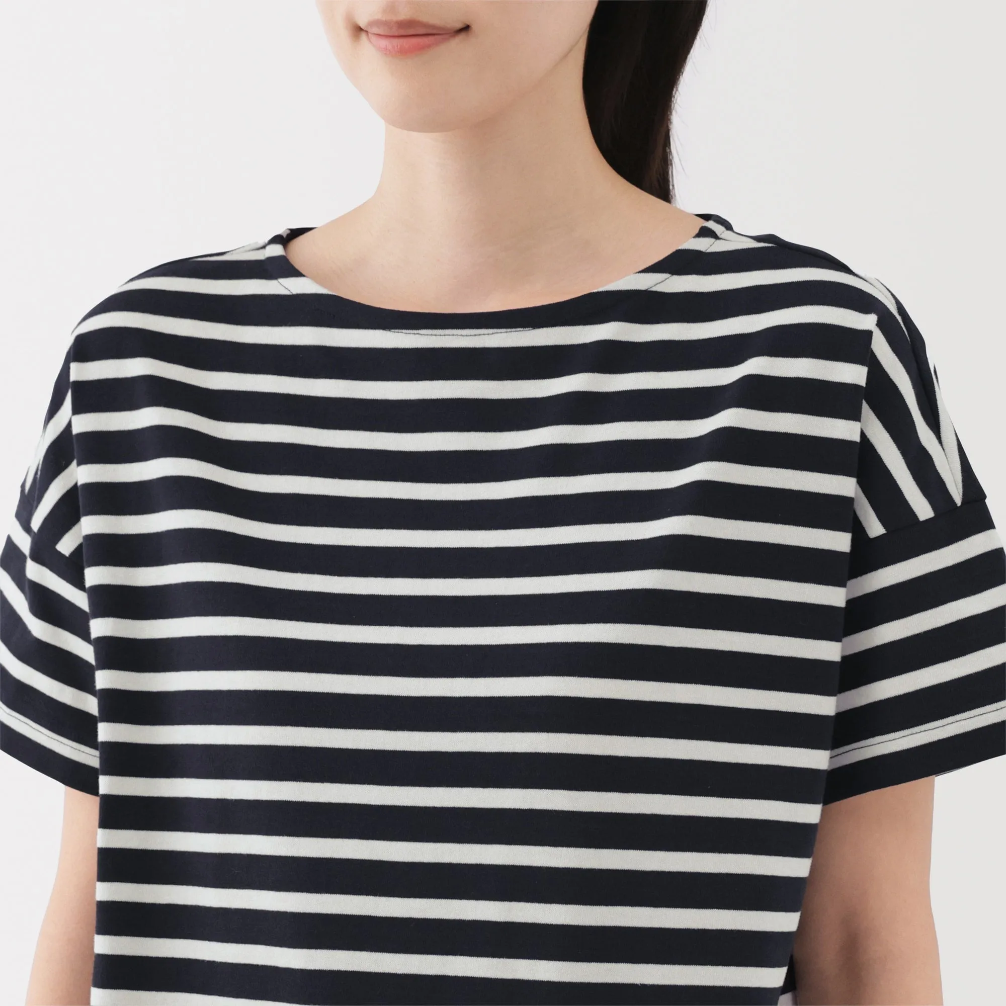 Women's Striped Boat Neck Short Sleeve T-Shirt