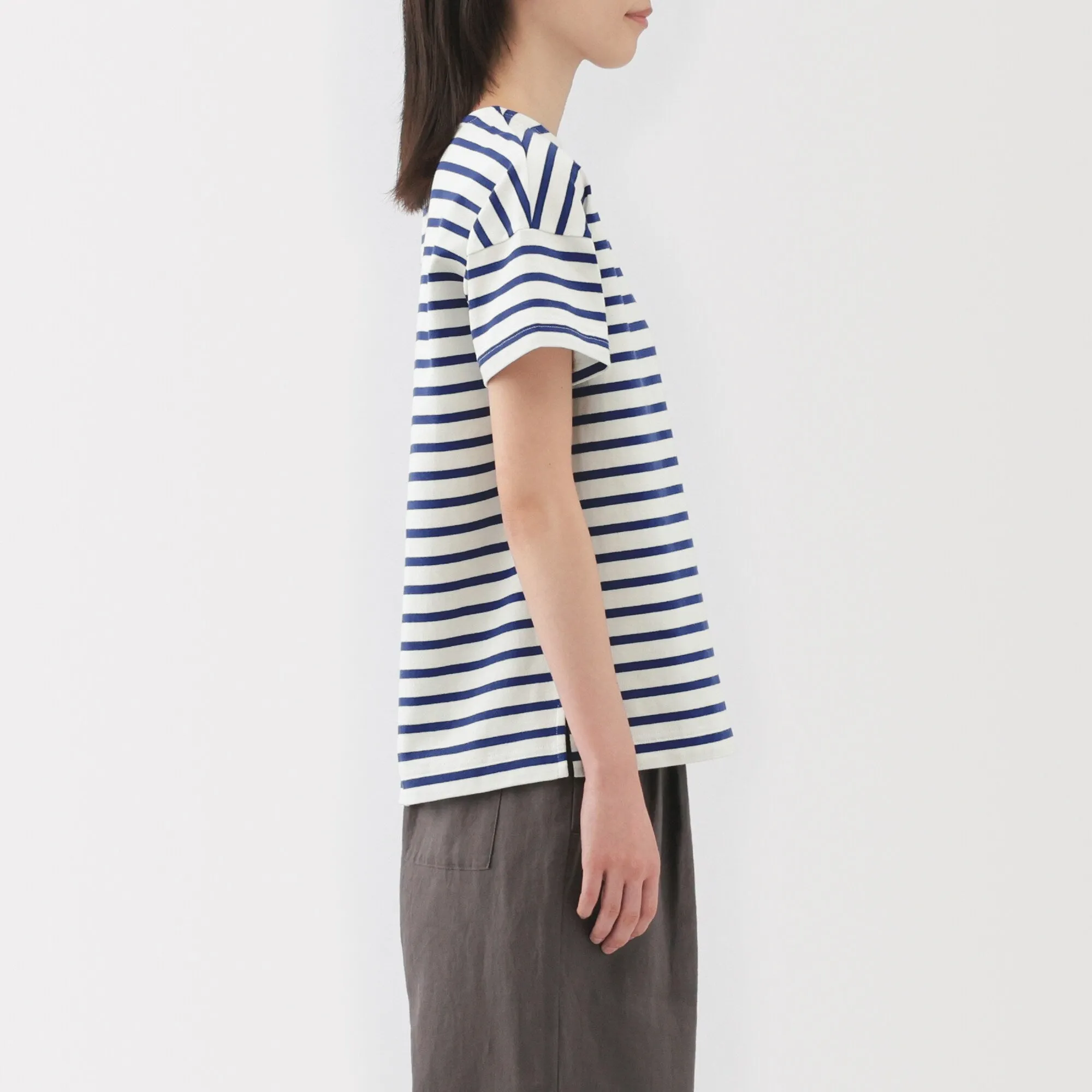 Women's Striped Boat Neck Short Sleeve T-Shirt