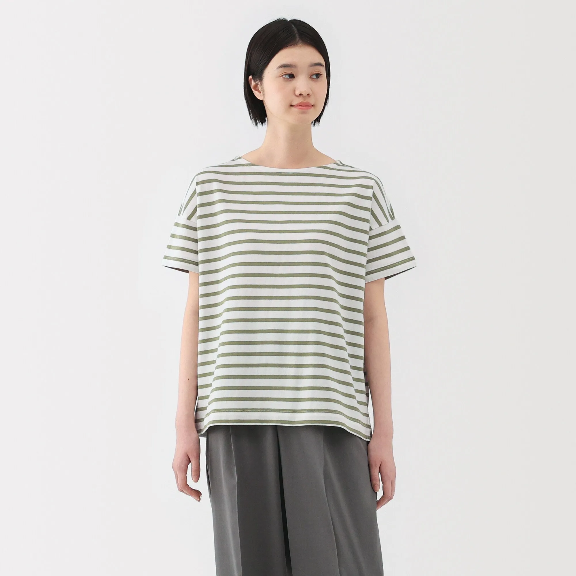 Women's Striped Boat Neck Short Sleeve T-Shirt