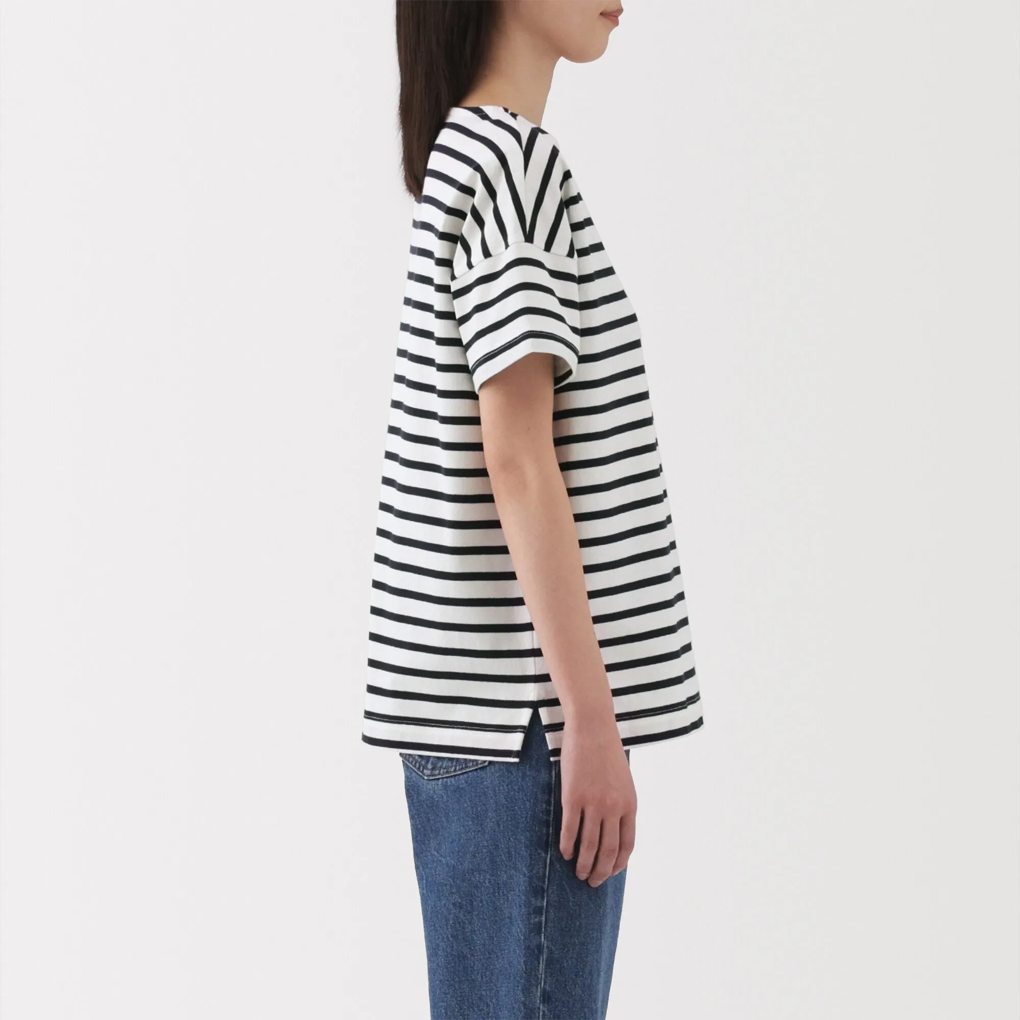 Women's Striped Boat Neck Short Sleeve T-Shirt