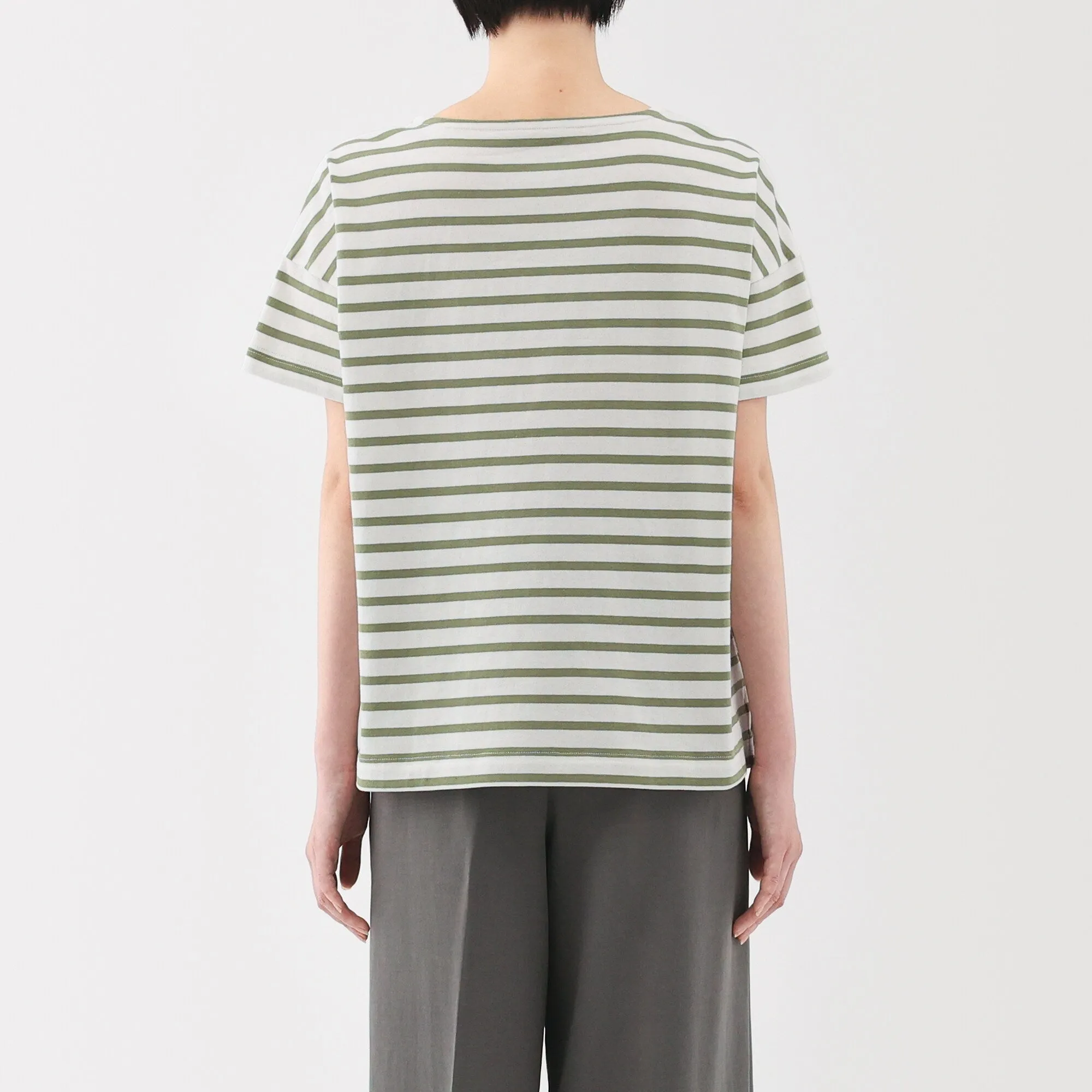 Women's Striped Boat Neck Short Sleeve T-Shirt