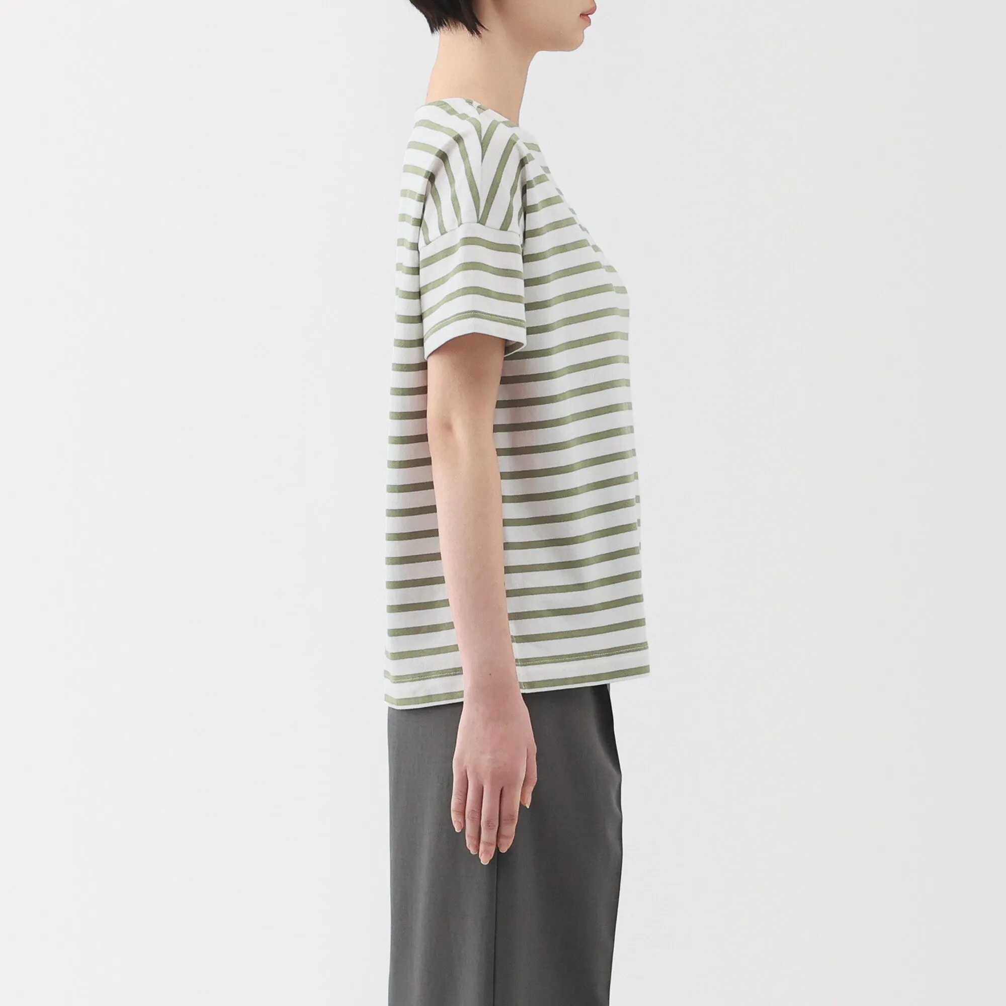 Women's Striped Boat Neck Short Sleeve T-Shirt
