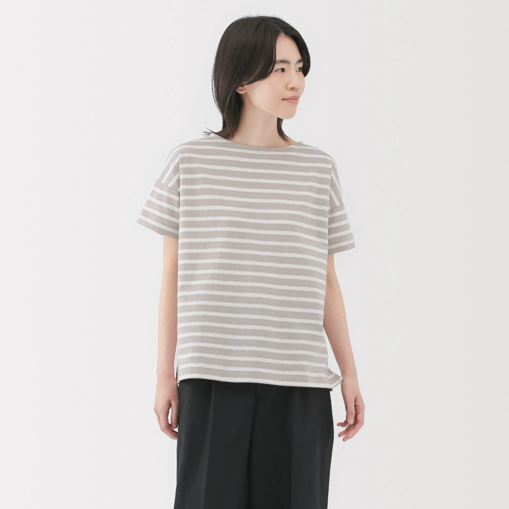 Women's Striped Boat Neck Short Sleeve T-Shirt