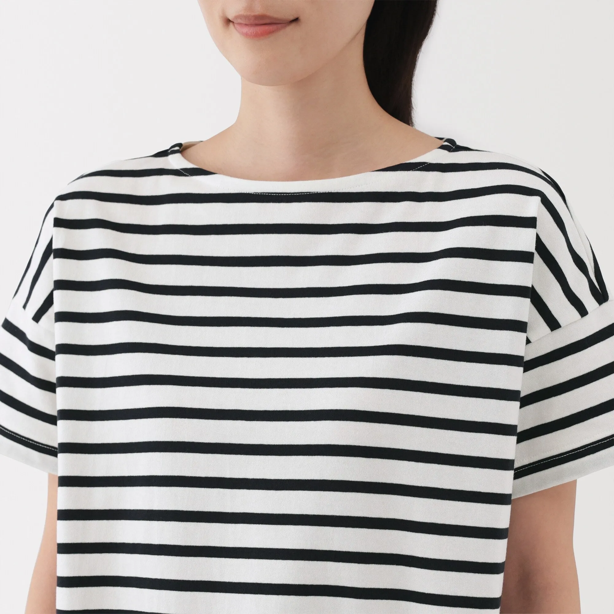 Women's Striped Boat Neck Short Sleeve T-Shirt