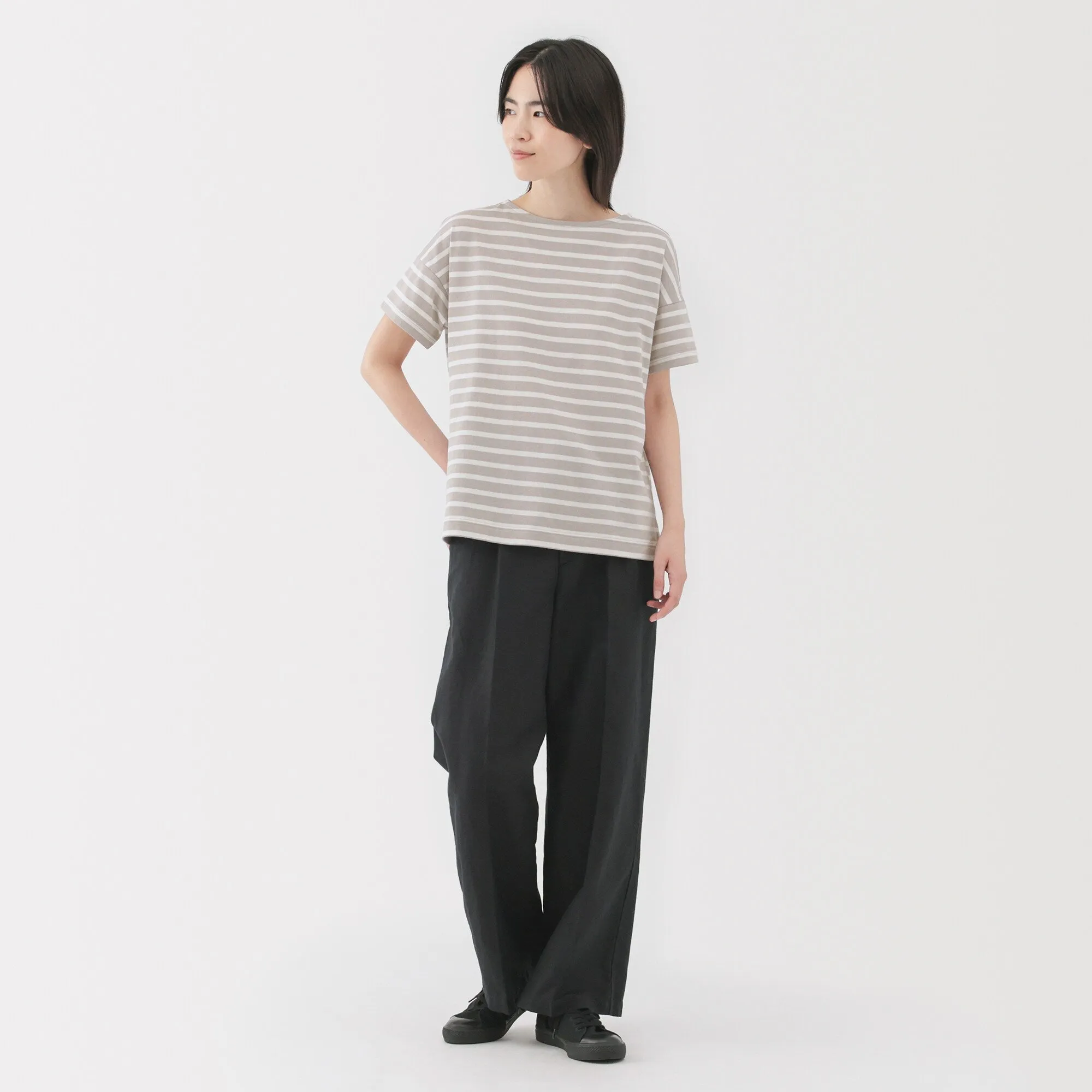 Women's Striped Boat Neck Short Sleeve T-Shirt