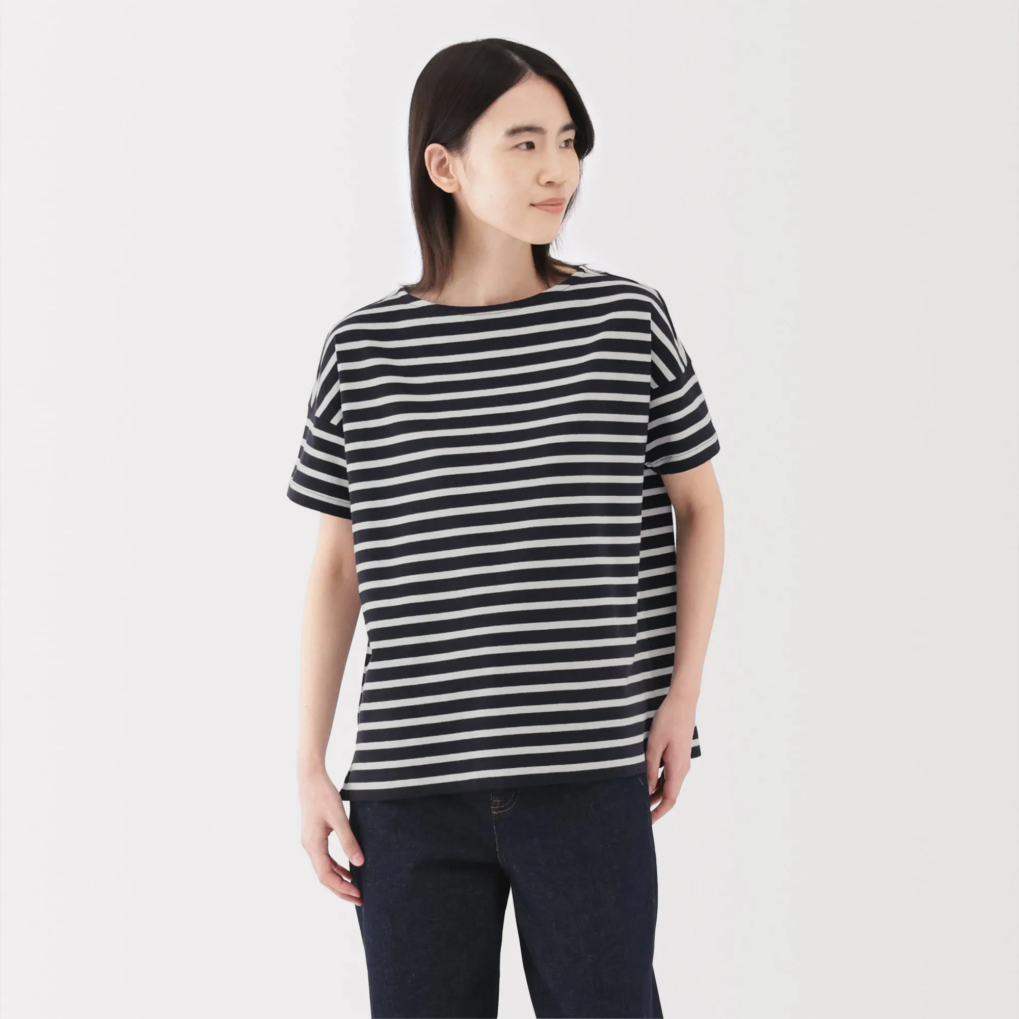 Women's Striped Boat Neck Short Sleeve T-Shirt