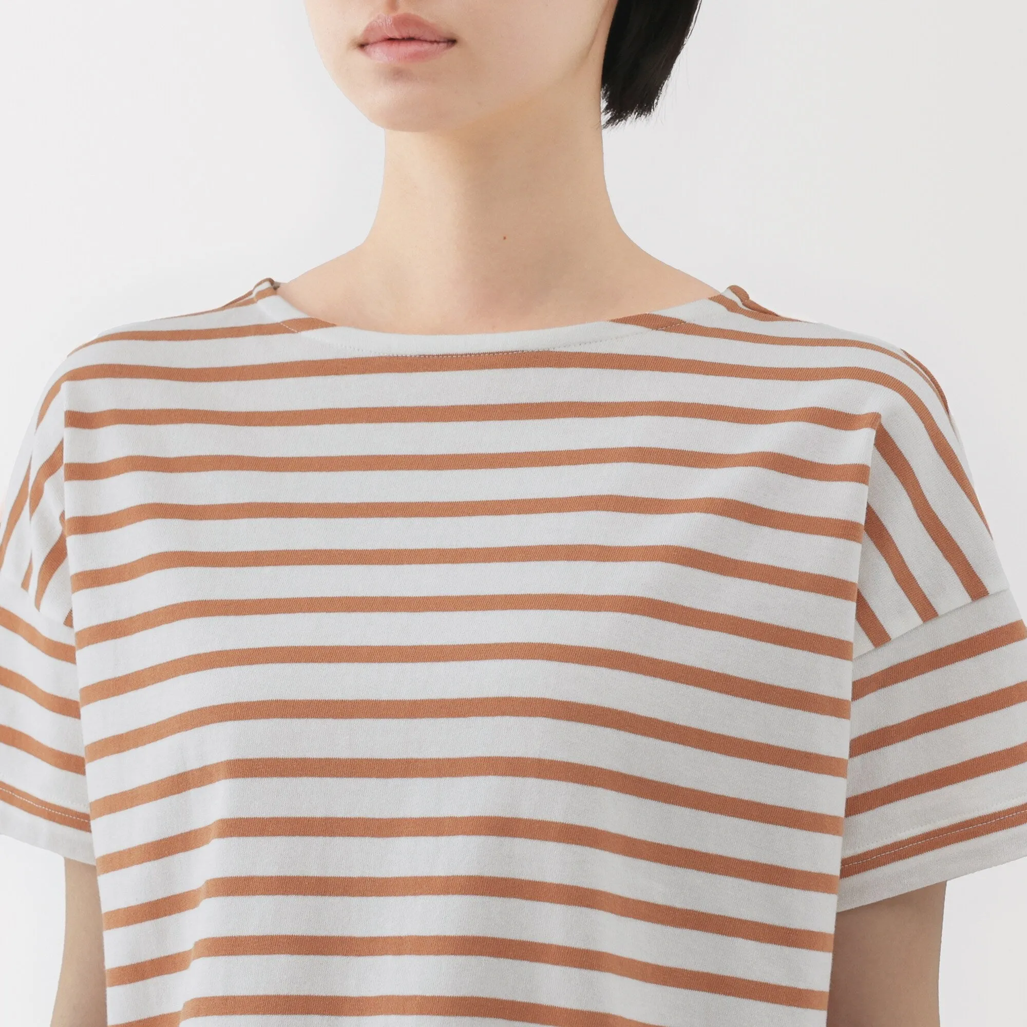 Women's Striped Boat Neck Short Sleeve T-Shirt